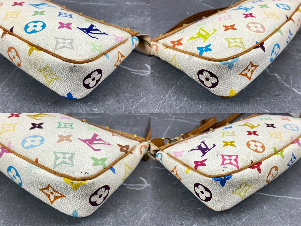 Louis Vuitton Takashi Murakami Multicolor Pochette Accessoires White