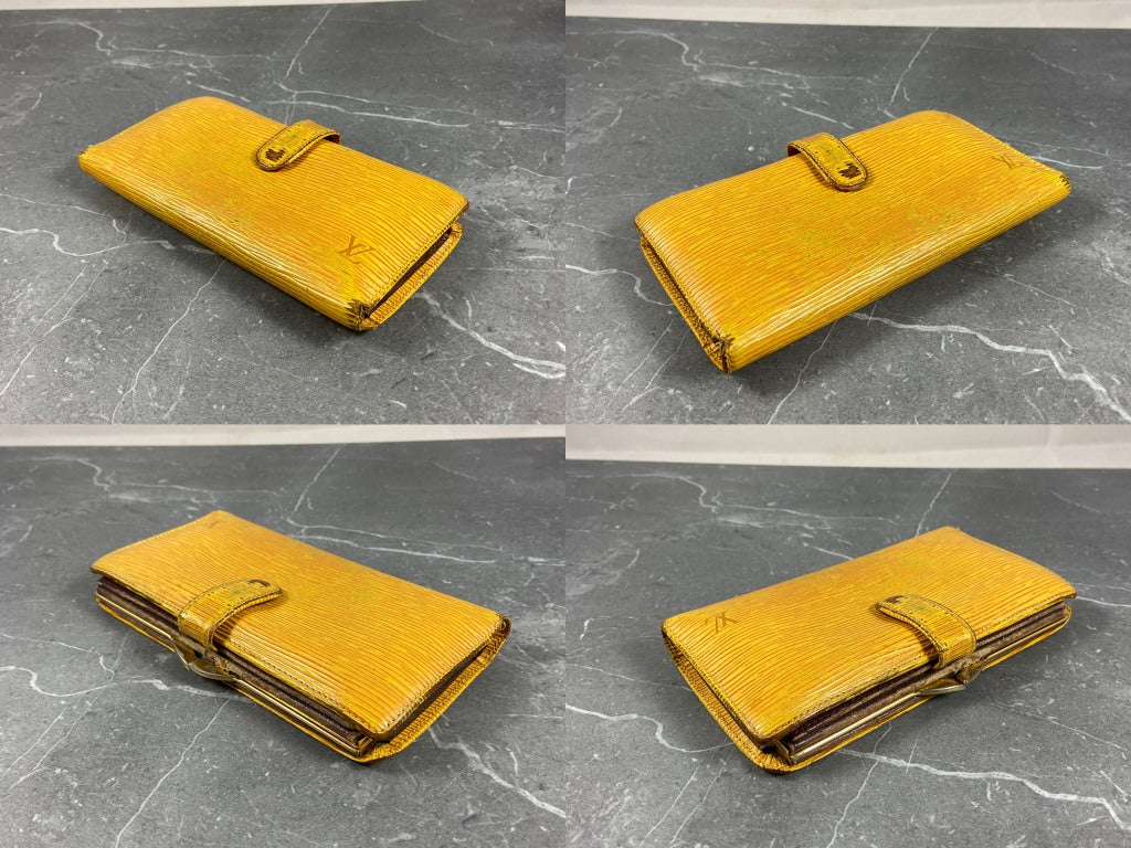 Louis Vuitton French Long Wallet Yellow Epi Leather