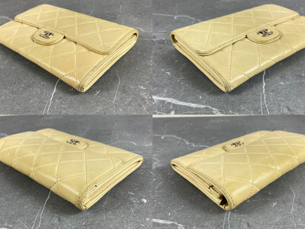 Chanel Timeless / Classic Matelasse Flap Wallet Black Leather