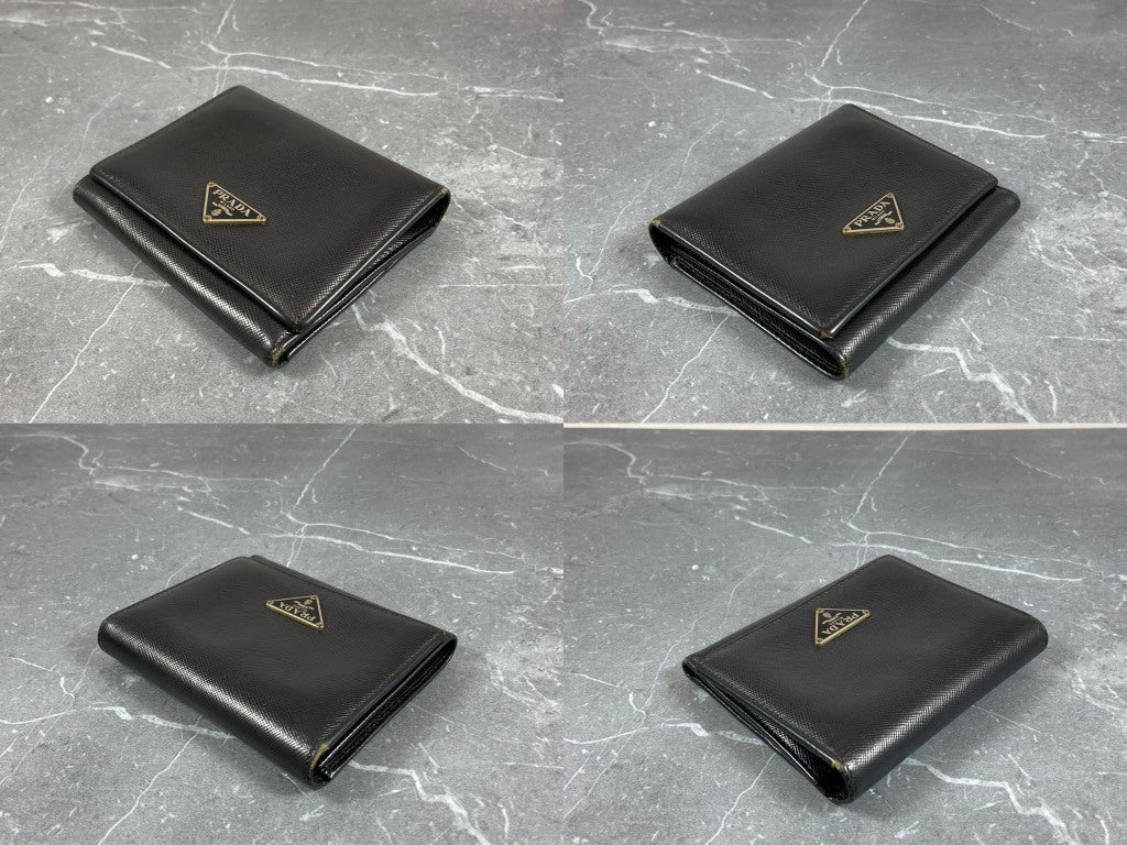 Prada Saffiano Trifold Wallet Black