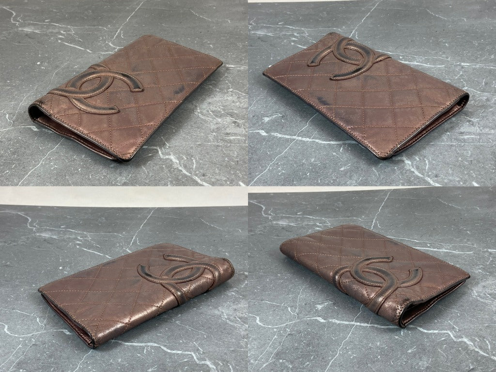 Chanel Cambon Long Bifold Wallet Rosé Quilted Leather