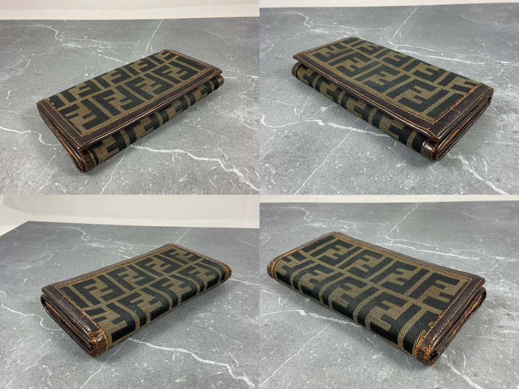 Fendi Zucca Bifold Long Wallet Brown