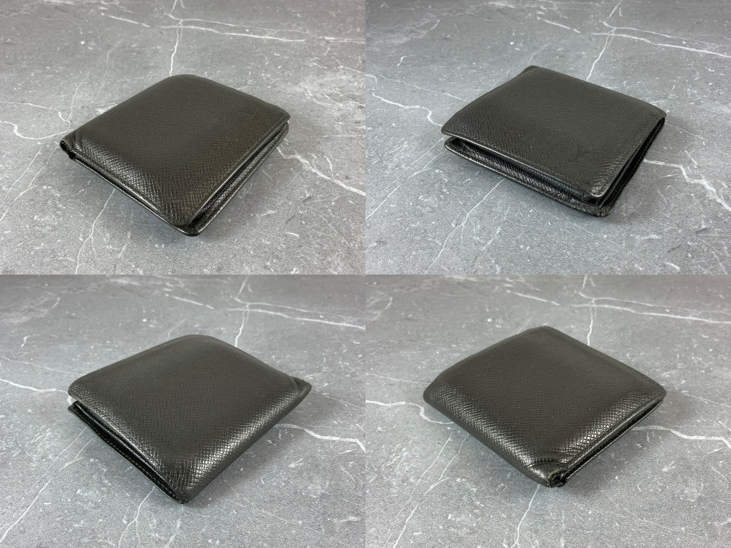 Louis Vuitton Bifold Wallet Black Taiga Leather