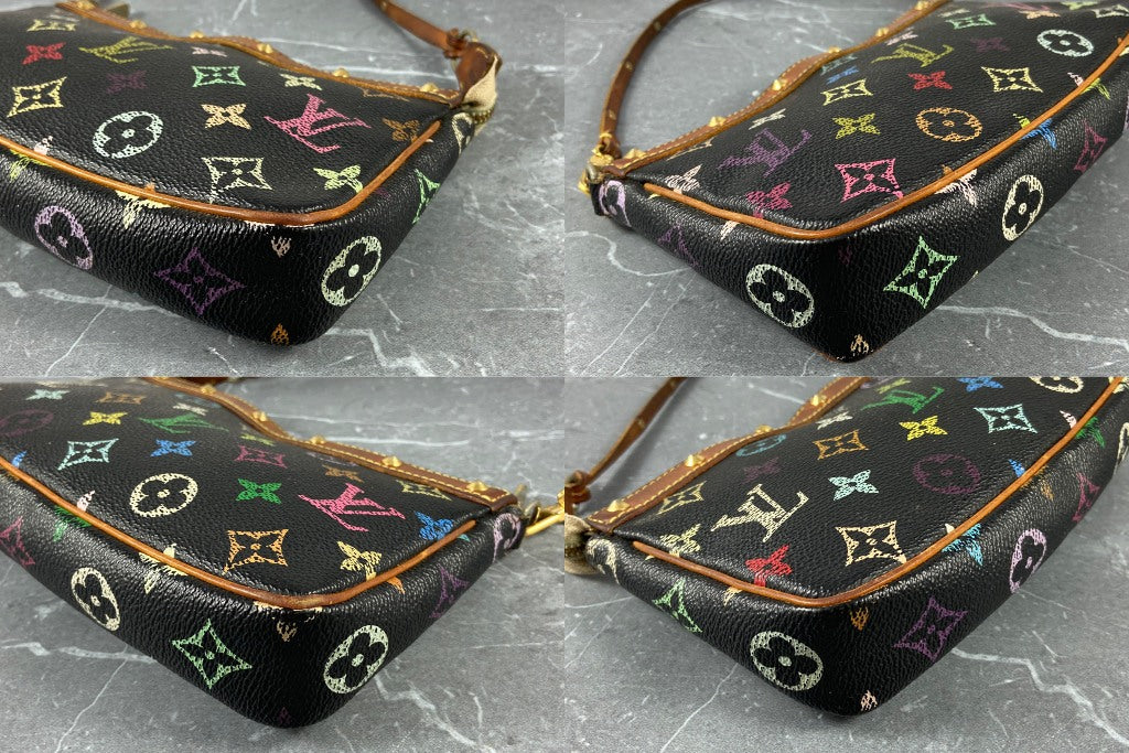 Louis Vuitton Takashi Murakami Multicolor Pochette Accessoires Black