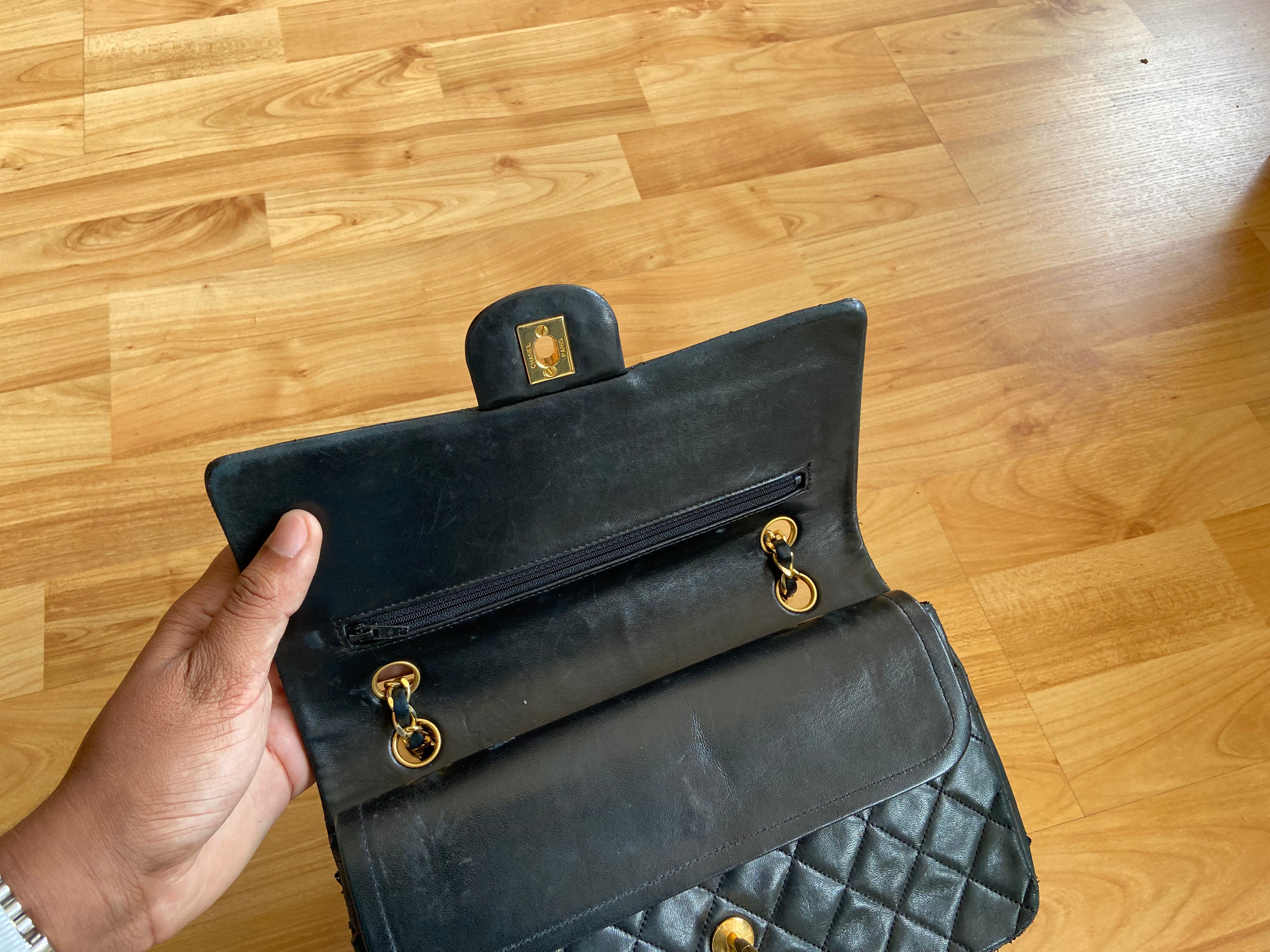 Chanel Timeless / Classique Double Flap Bag Black Lambskin Quilted Matelasse Leather