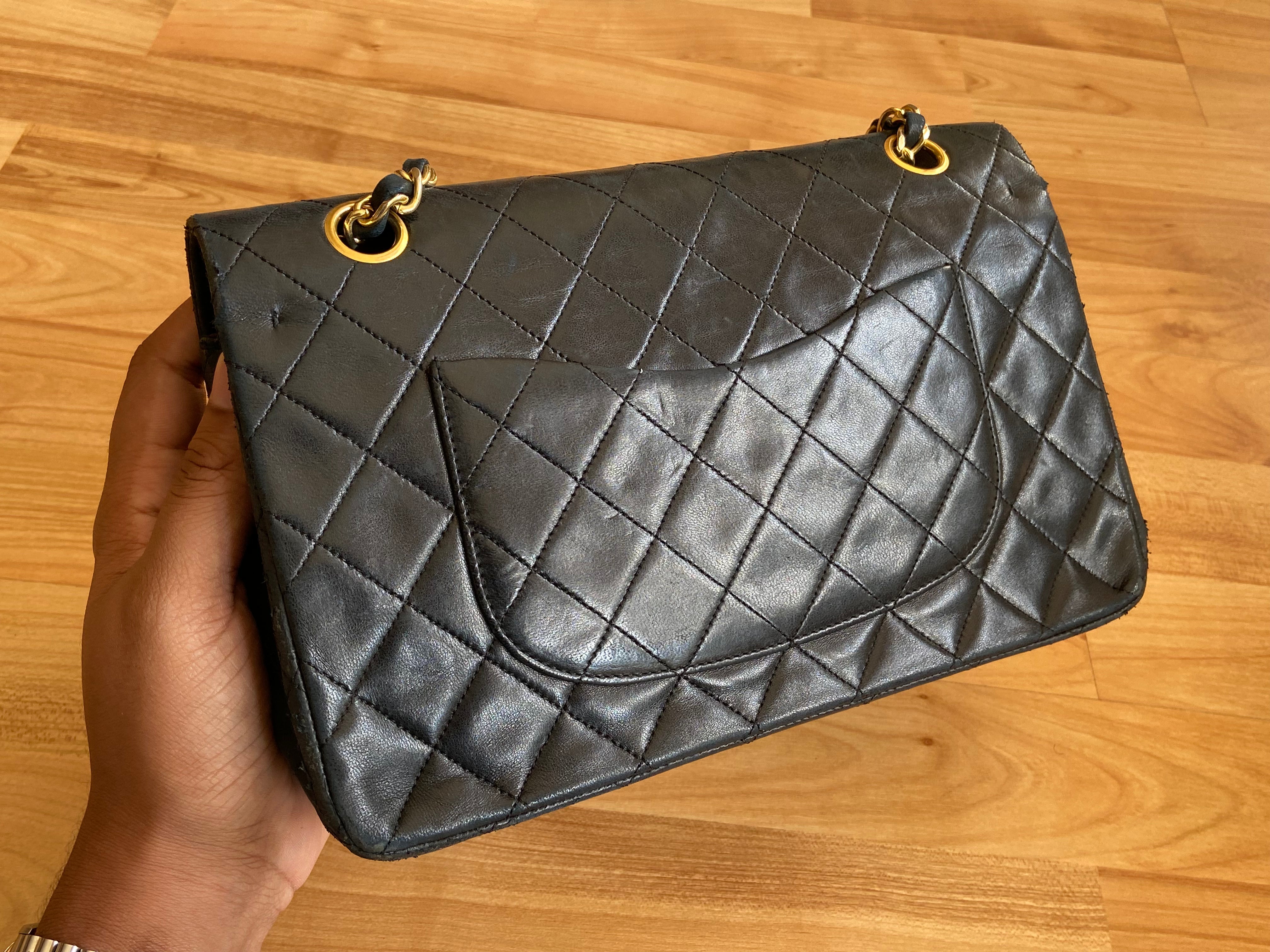 Chanel Timeless / Classique Double Flap Bag Black Lambskin Quilted Matelasse Leather