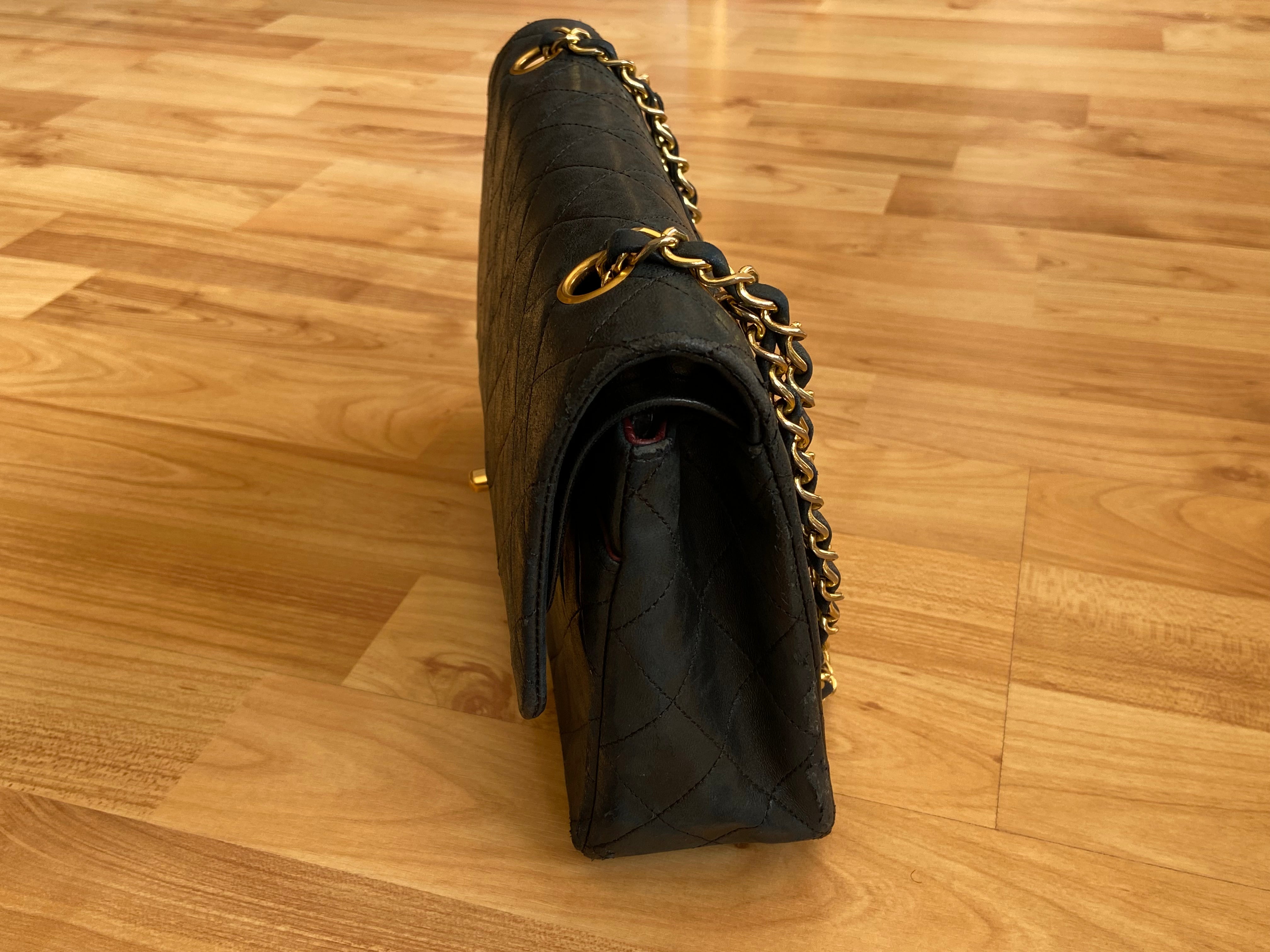 Chanel Timeless / Classique Double Flap Bag Black Lambskin Quilted Matelasse Leather