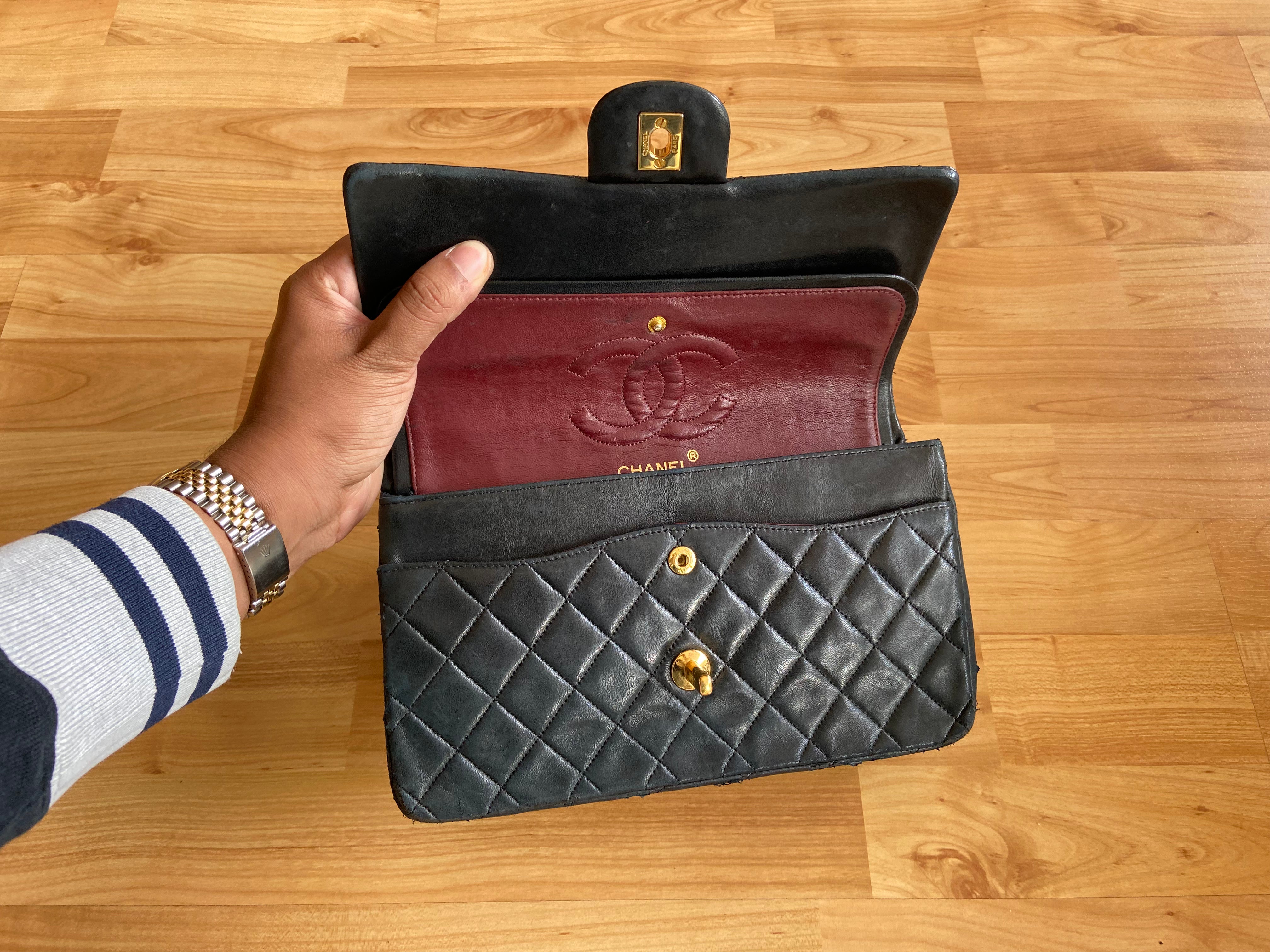 Chanel Timeless / Classique Double Flap Bag Black Lambskin Quilted Matelasse Leather