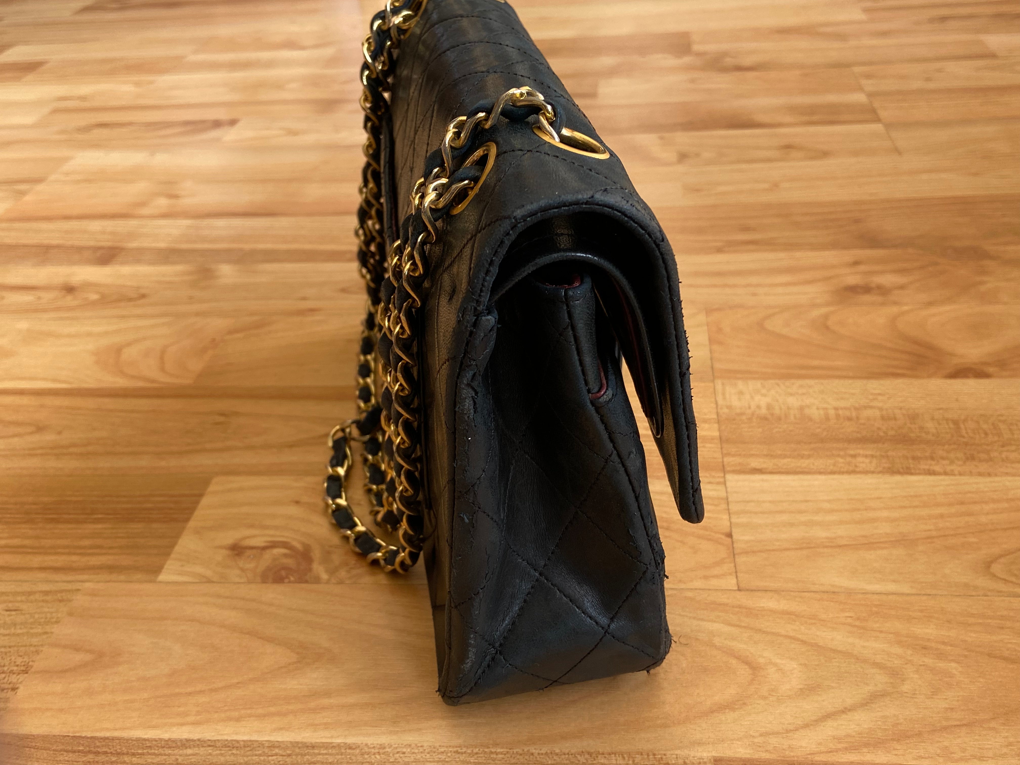 Chanel Timeless / Classique Double Flap Bag Black Lambskin Quilted Matelasse Leather