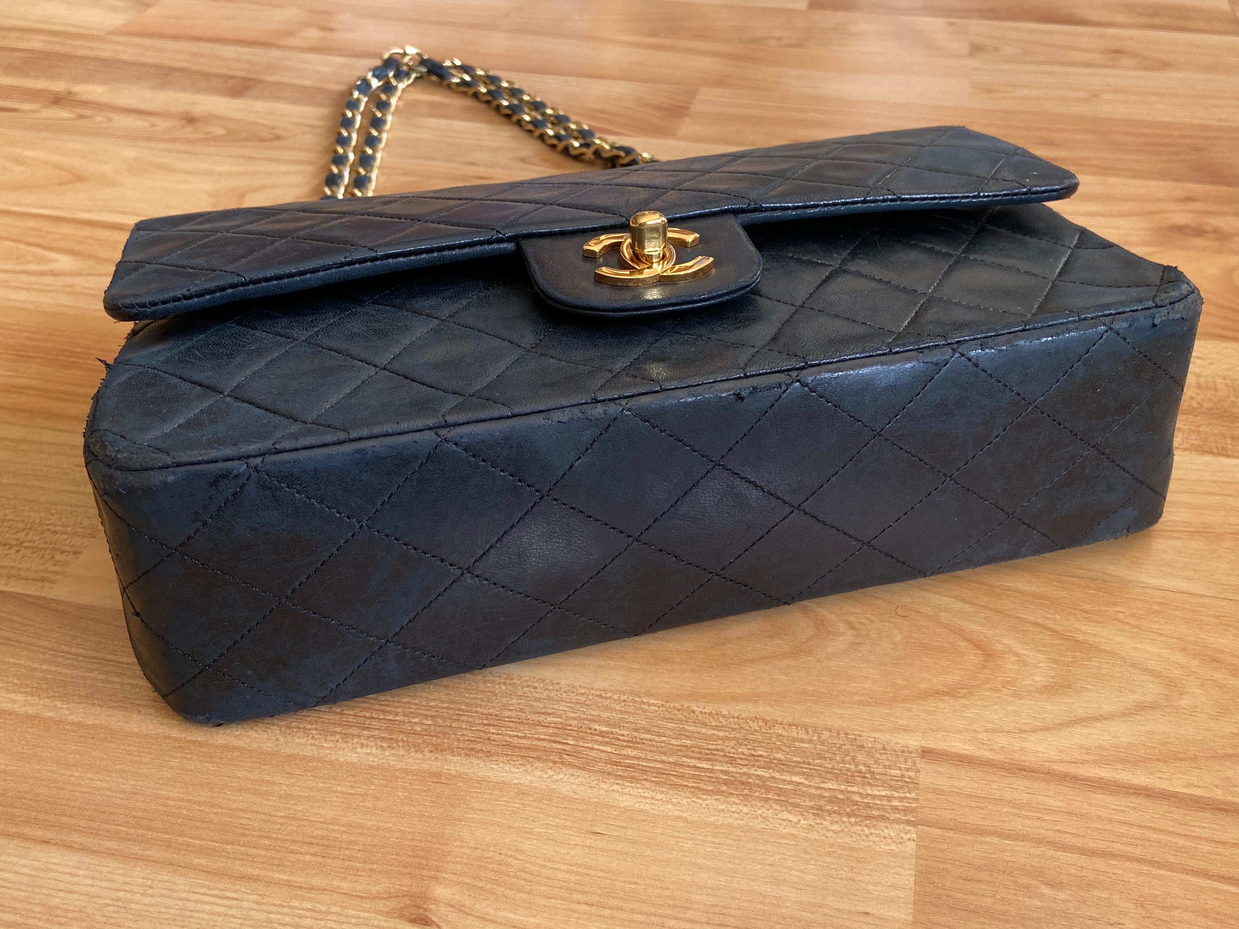Chanel Timeless / Classique Double Flap Bag Black Lambskin Quilted Matelasse Leather