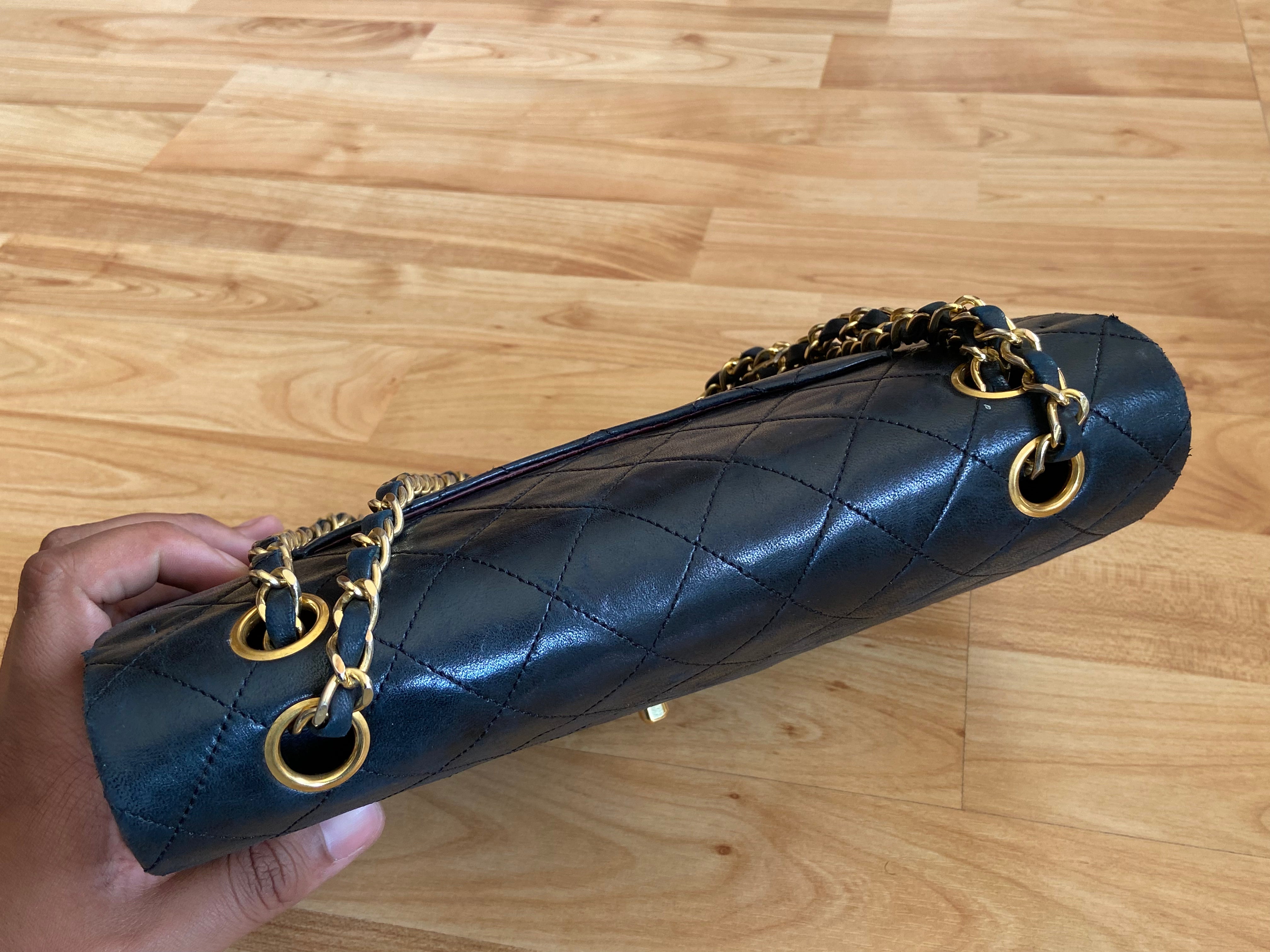 Chanel Timeless / Classique Double Flap Bag Black Lambskin Quilted Matelasse Leather