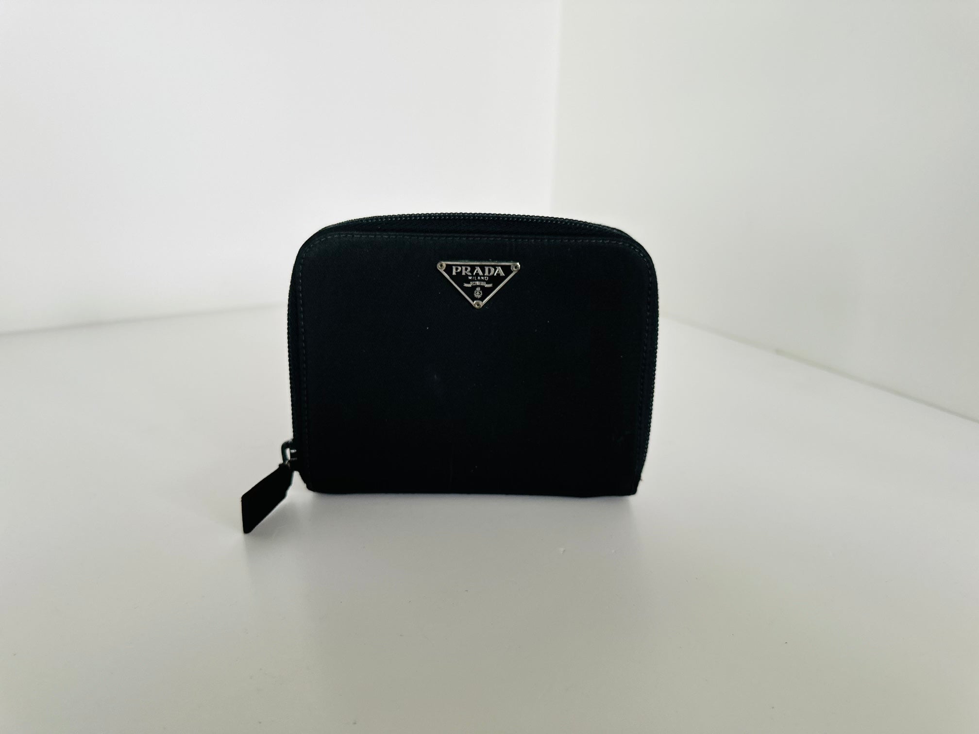 Prada M605 Tessuto Nylon Zippy Compact Wallet Black