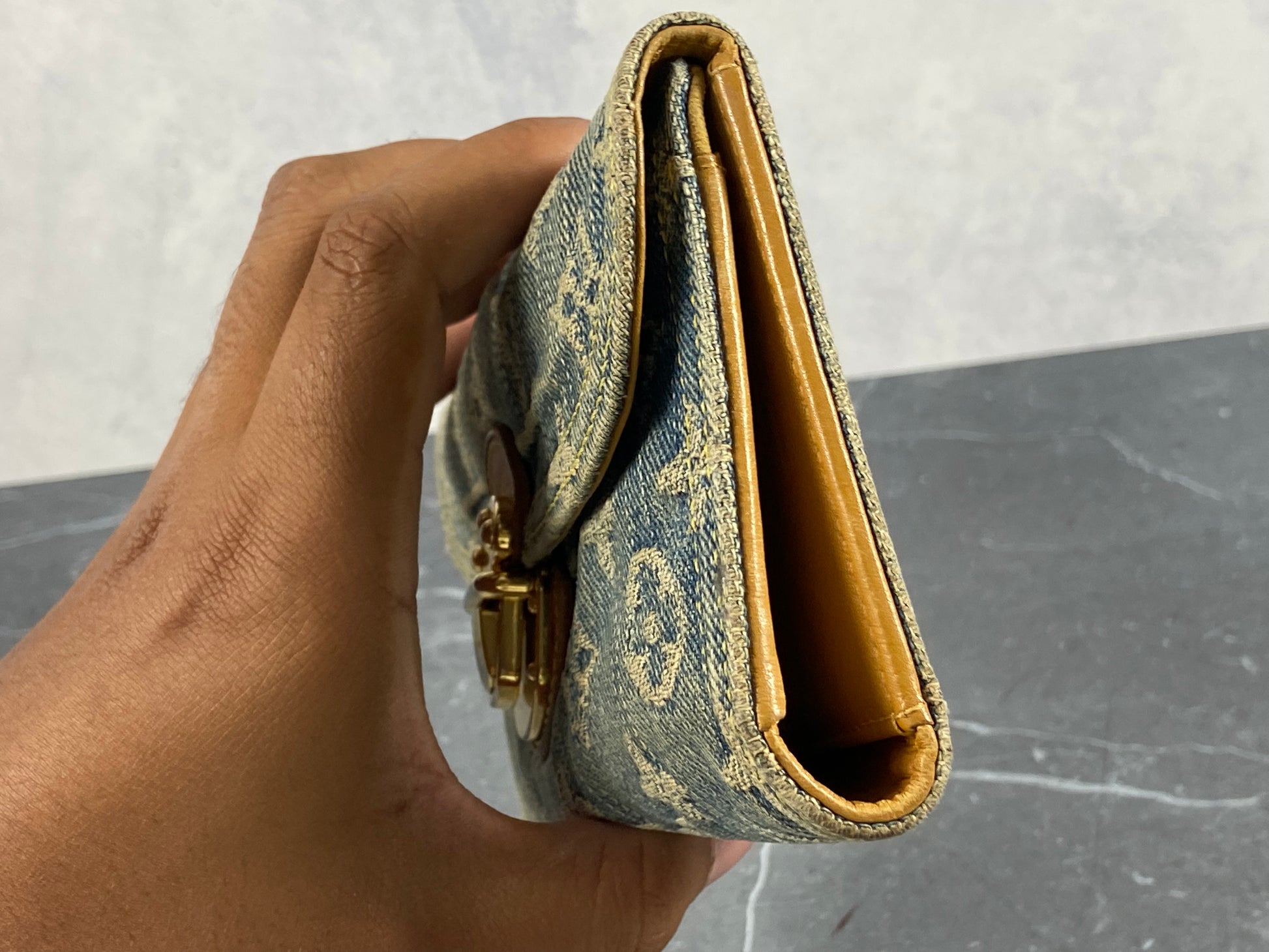 Louis Vuitton Black Monogram Denim Amelia Wallet Louis Vuitton