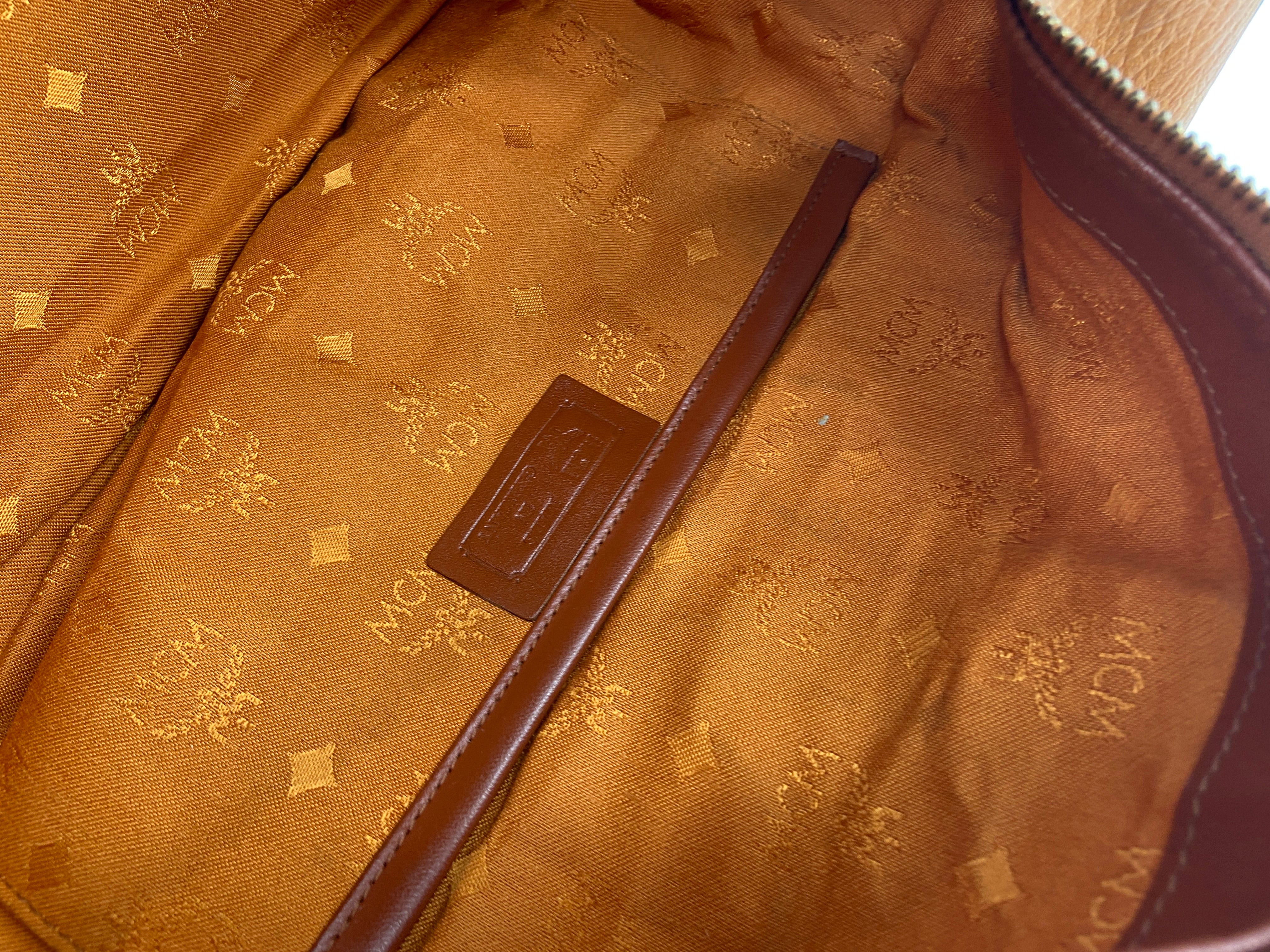 MCM Hand / Boston Bag Beige Visetos Cognac Monogram