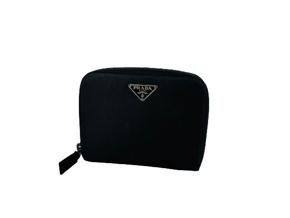 Prada M605 Tessuto Nylon Zippy Compact Wallet Black