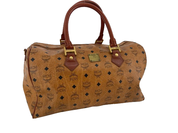 MCM Hand / Boston Bag Beige Visetos Cognac Monogram