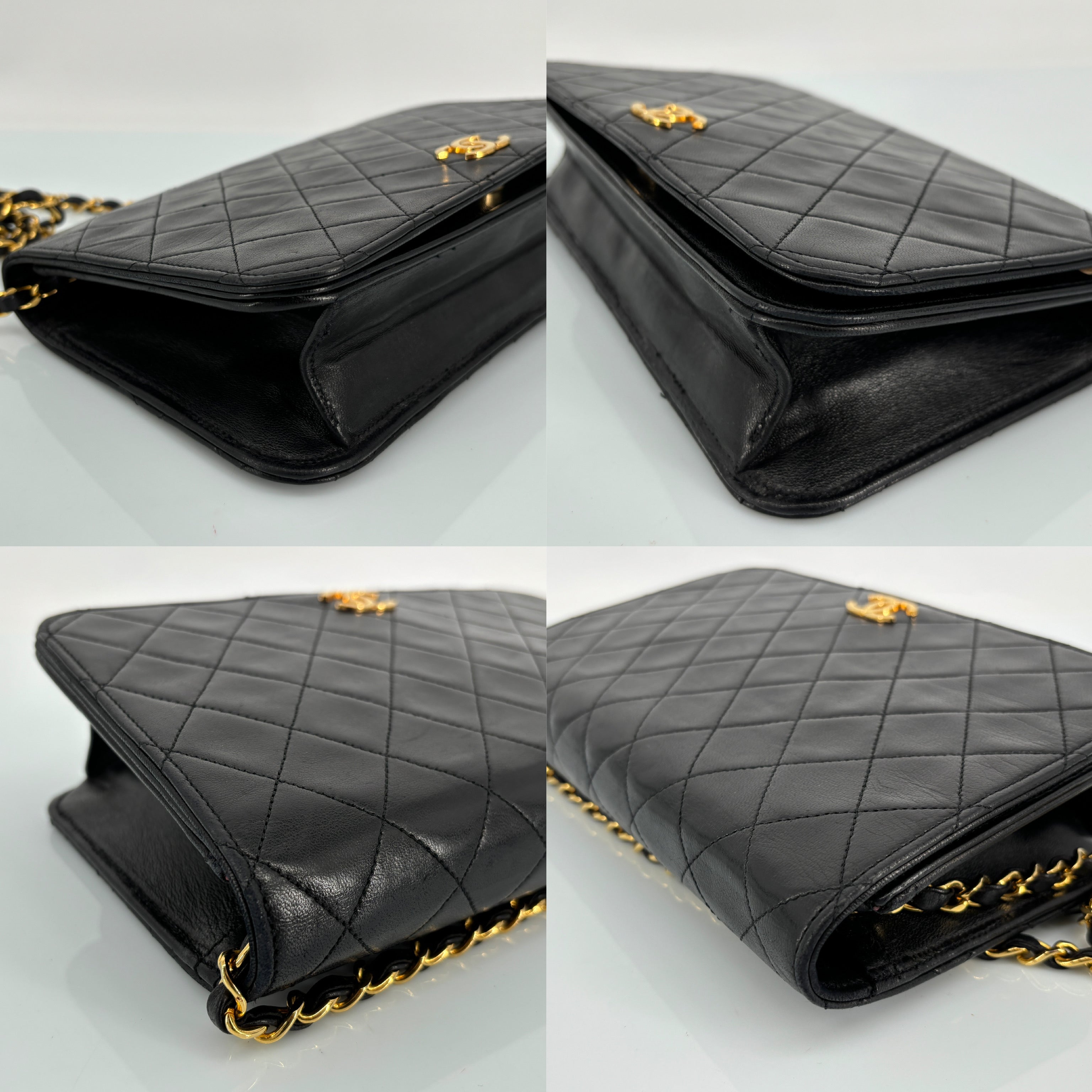 Chanel Full Flap Bag Push-Lock Black Matelassé Leather incl. Dustbag