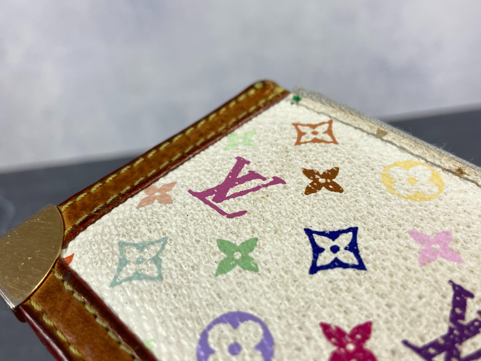 Louis Vuitton Pochette Cles Key Pouch Murakami Multicolor White