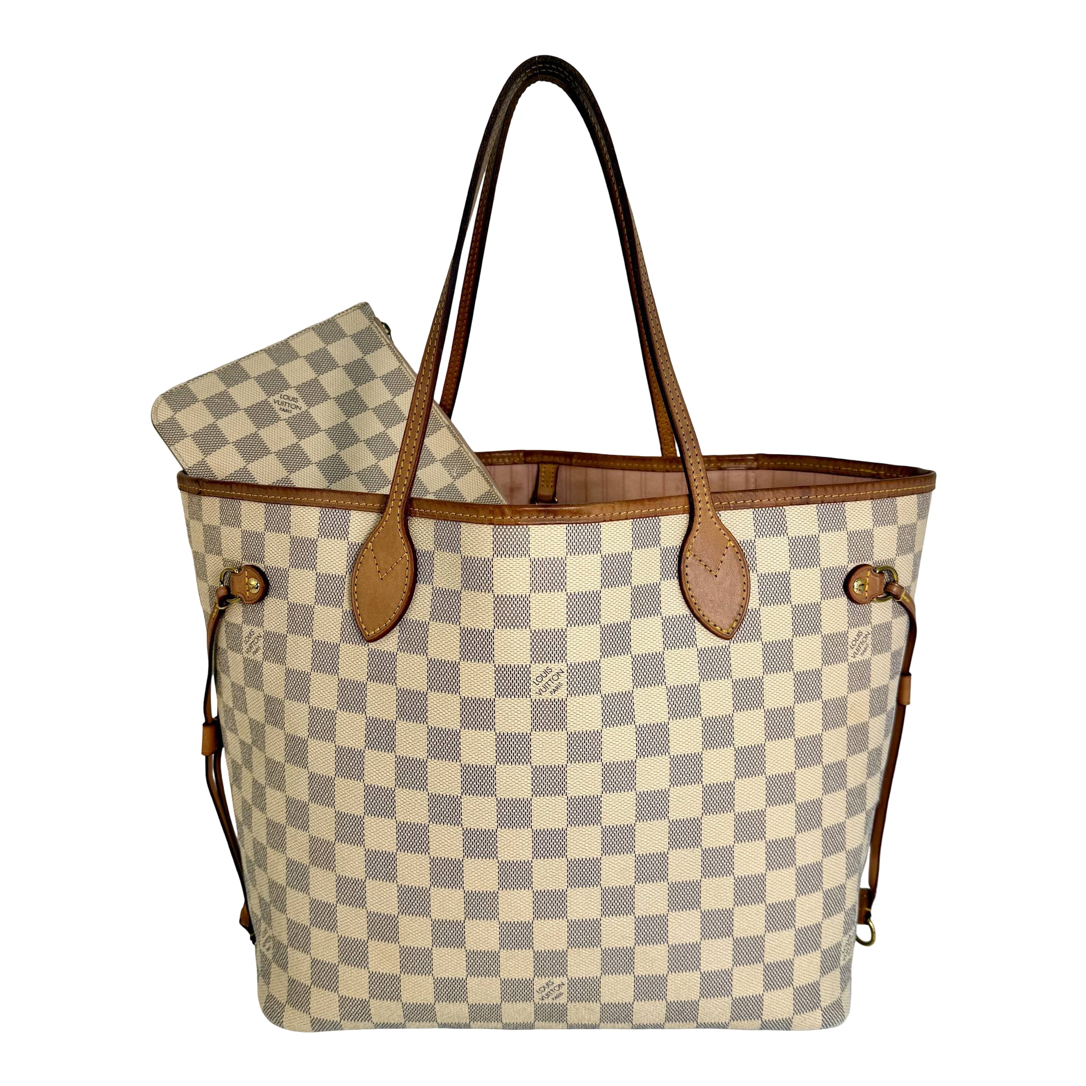 Louis Vuitton Neverfull MM Weiß Damier Azur Canvas