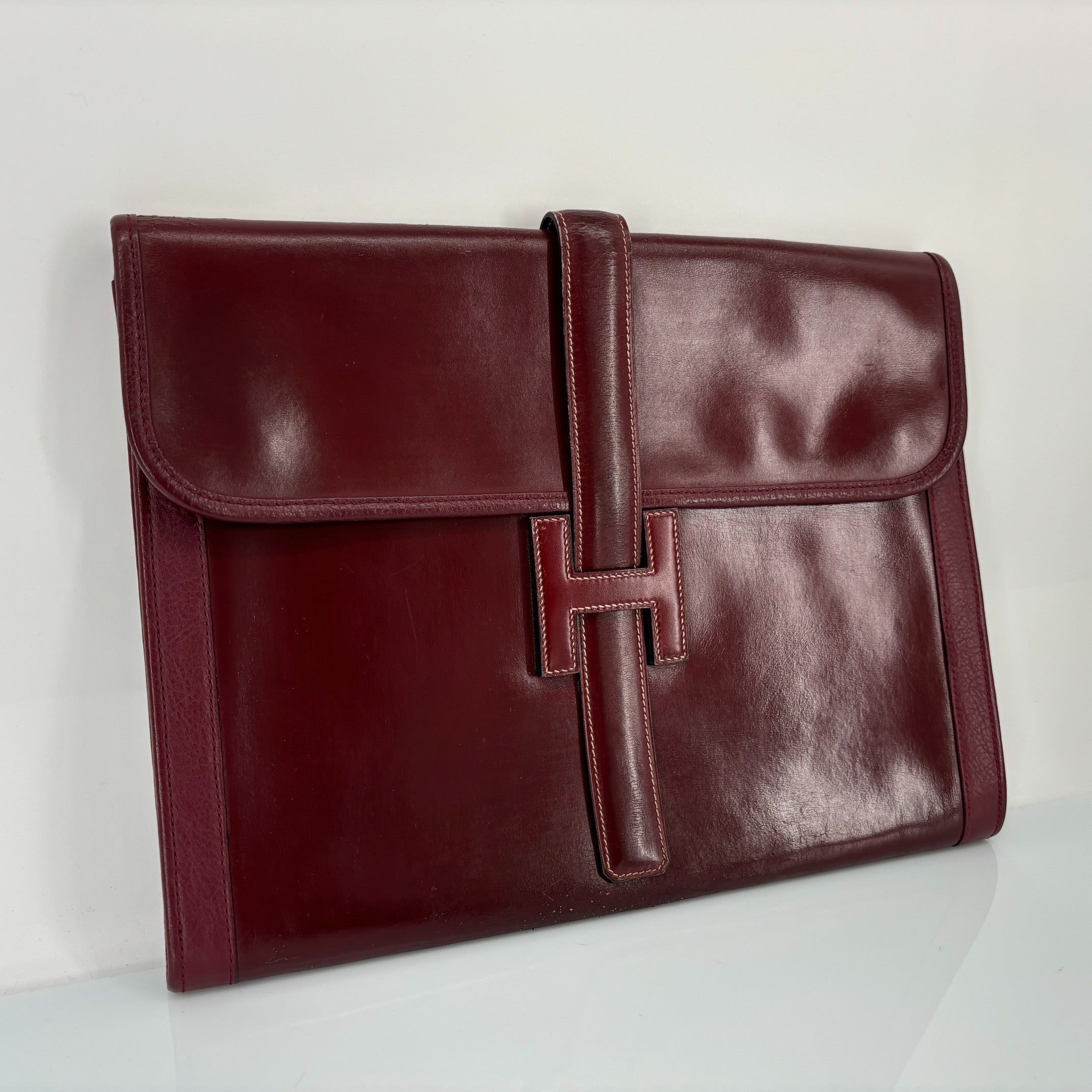 Hermès Jige Clutch Bordeaux Box Calf Leather