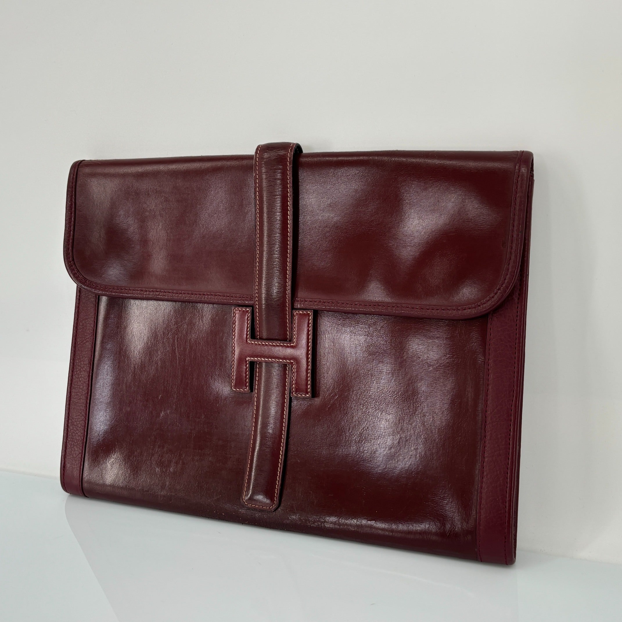 Hermès Jige Clutch Bordeaux Box Calf Leather