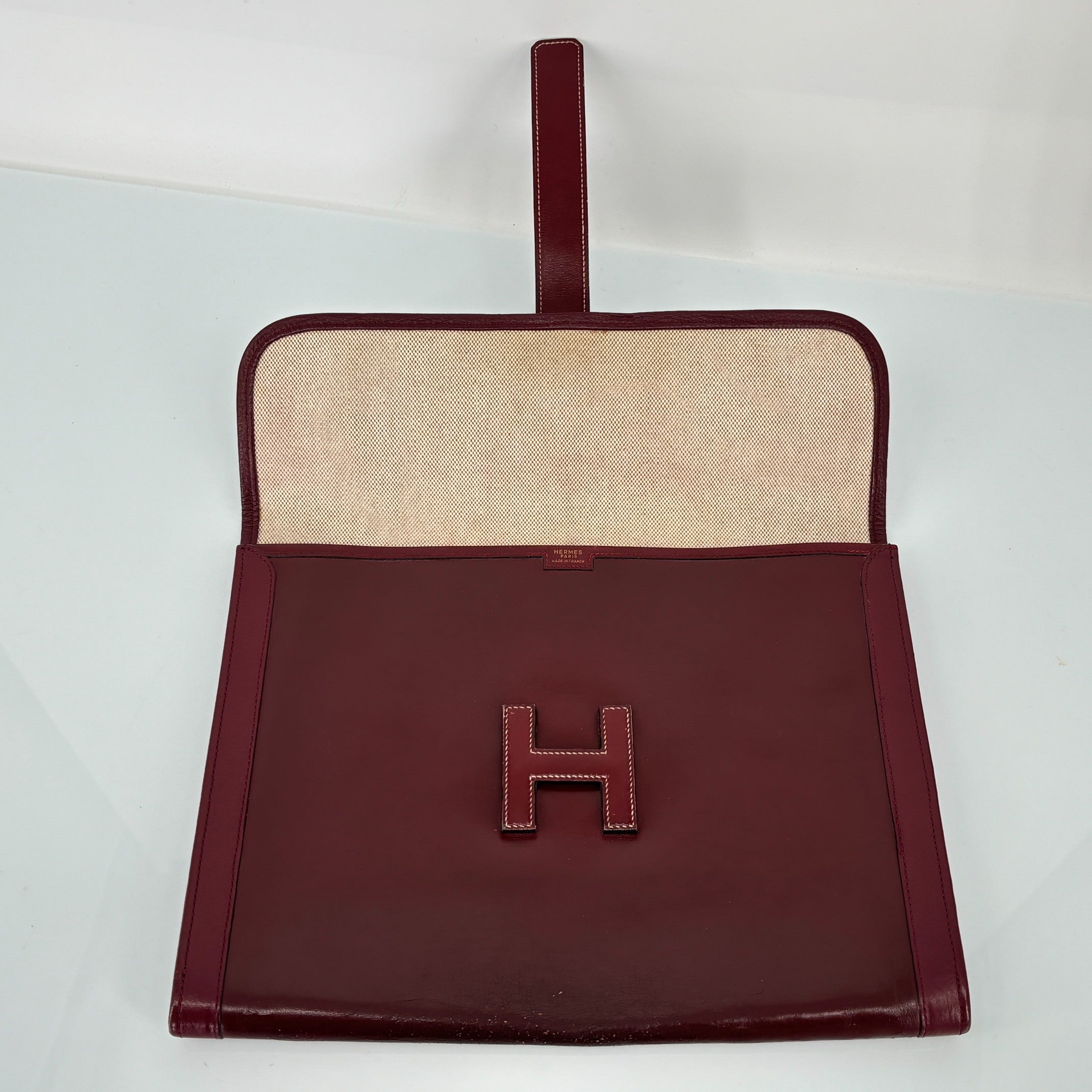 Hermès Jige Clutch Bordeaux Box Calf Leather