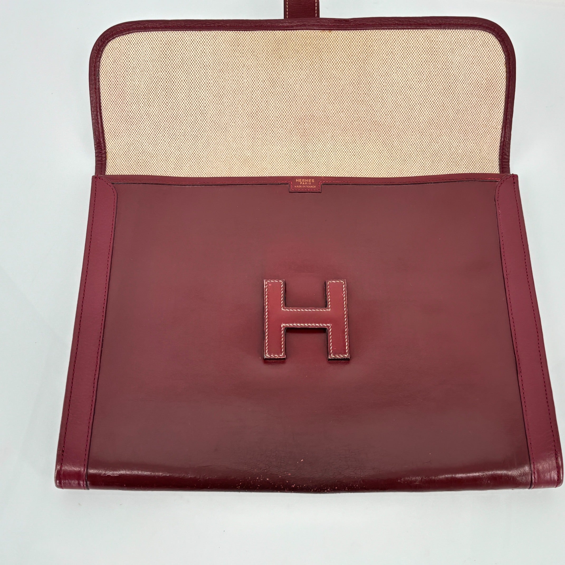 Hermès Jige Clutch Bordeaux Box Calf Leather