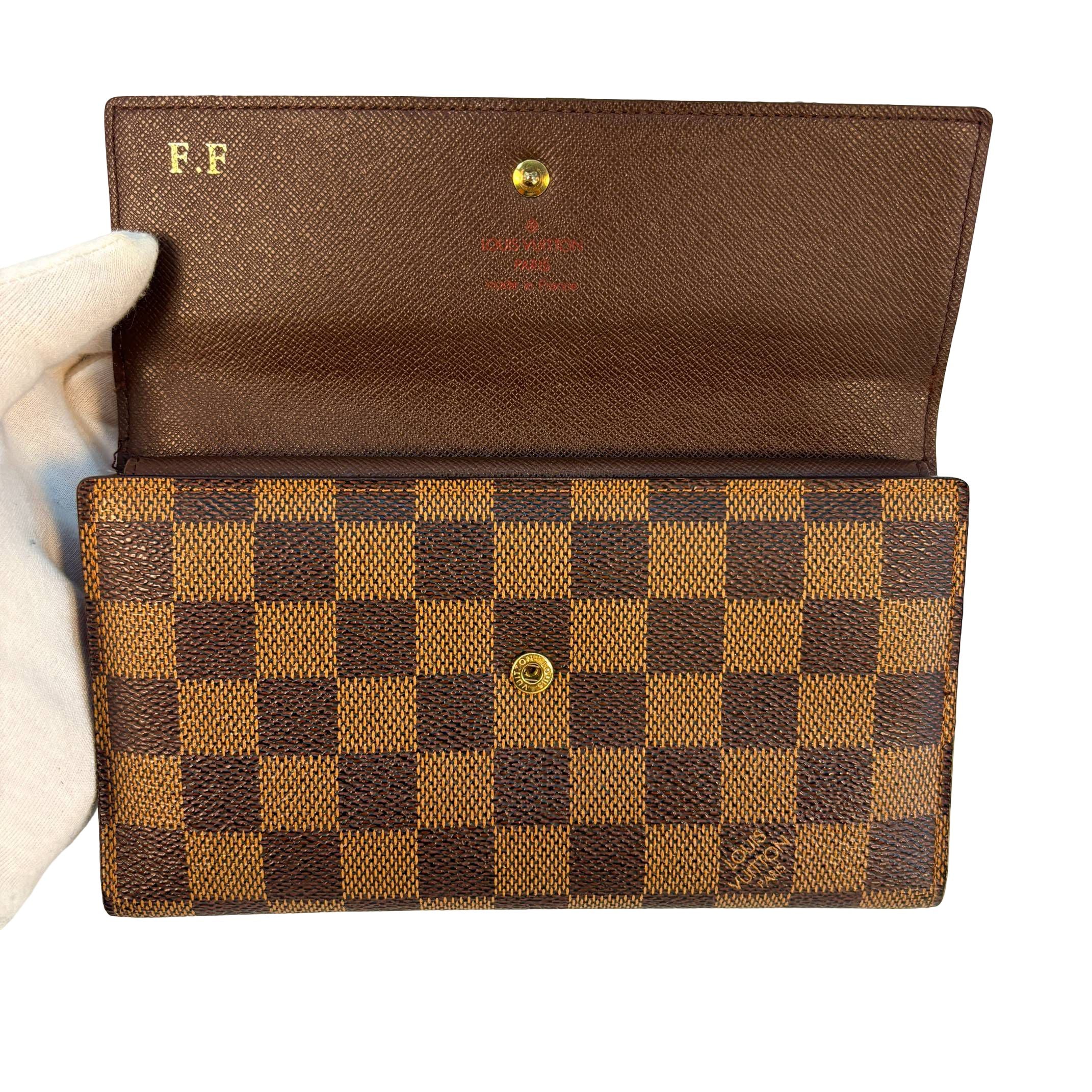 Louis Vuitton Porte Tresor Wallet Braun Damier Ebene Canvas