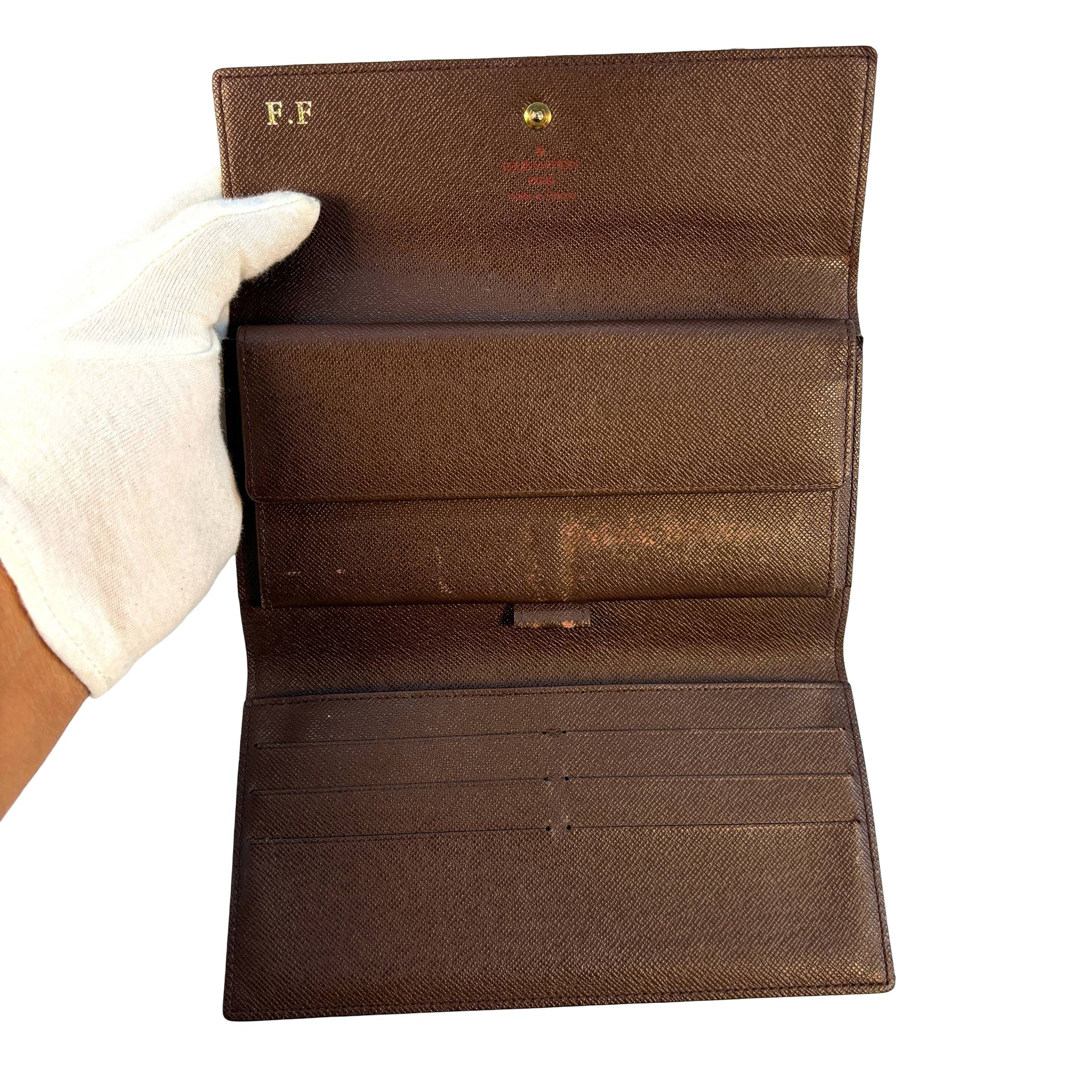 Louis Vuitton Porte Tresor Wallet Braun Damier Ebene Canvas