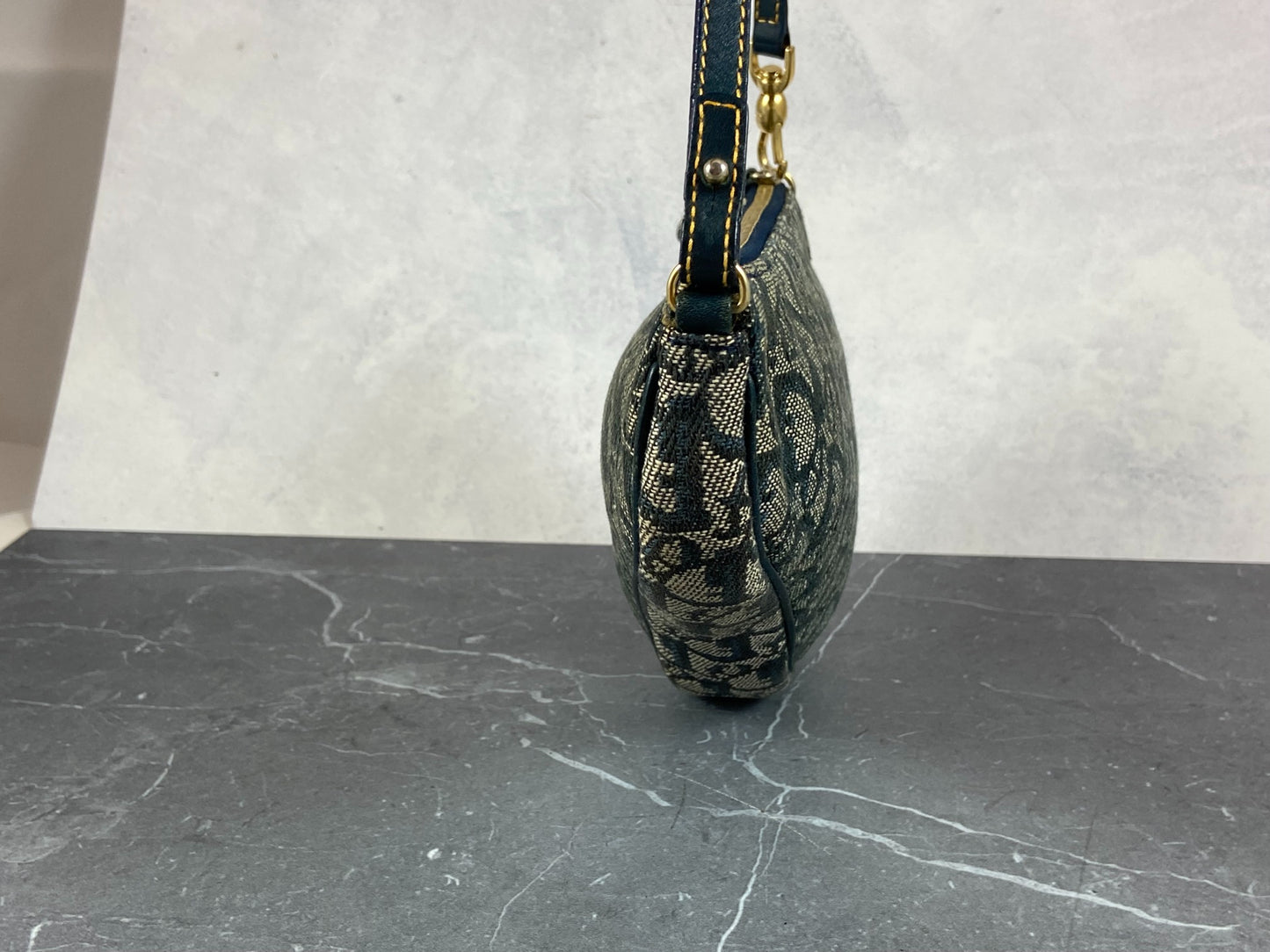 Christian Dior Saddle Pochette / Mini / Hobo Bag Navy Trotter Monogram