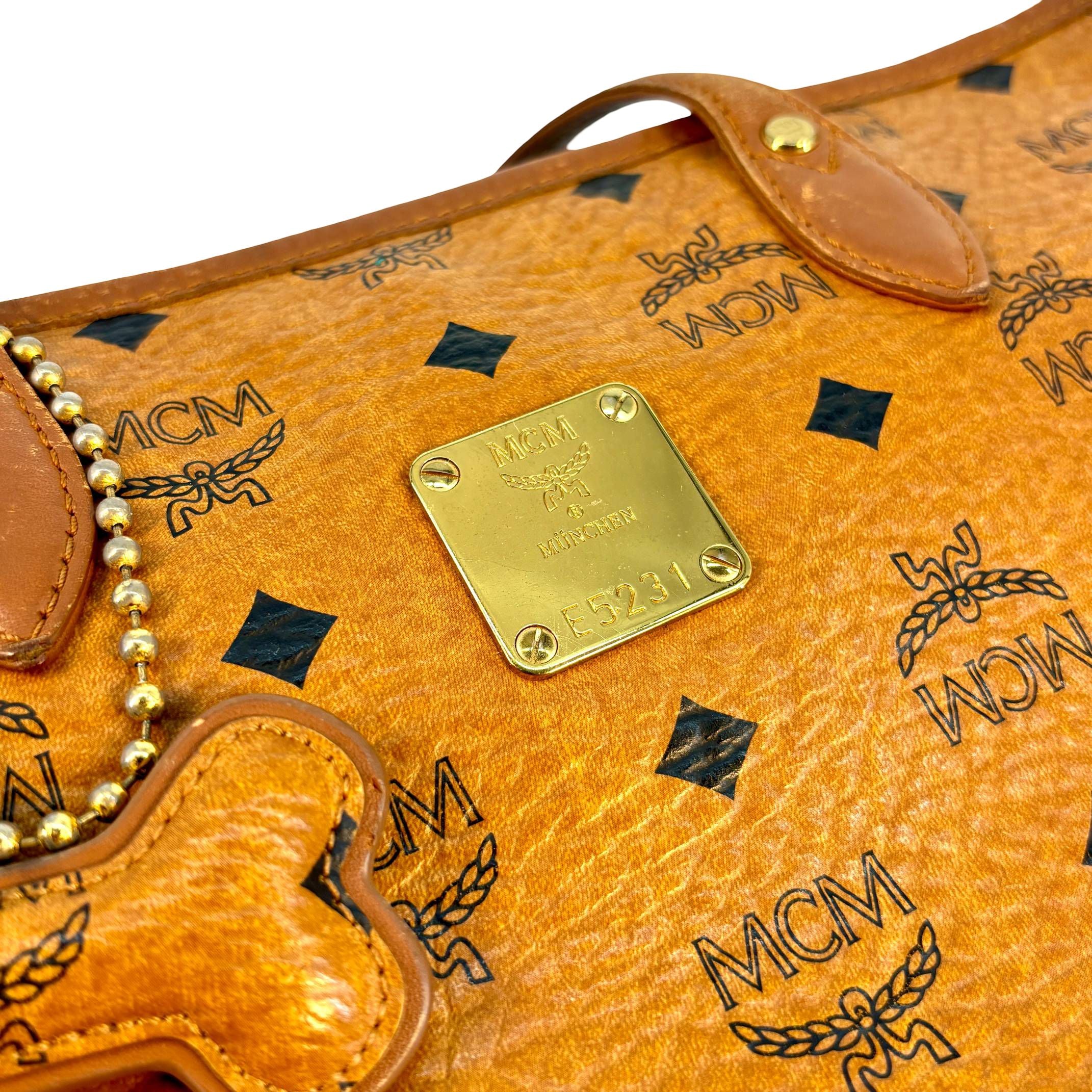 MCM Dog Bone Tote bag Cognac Visetos Monogram