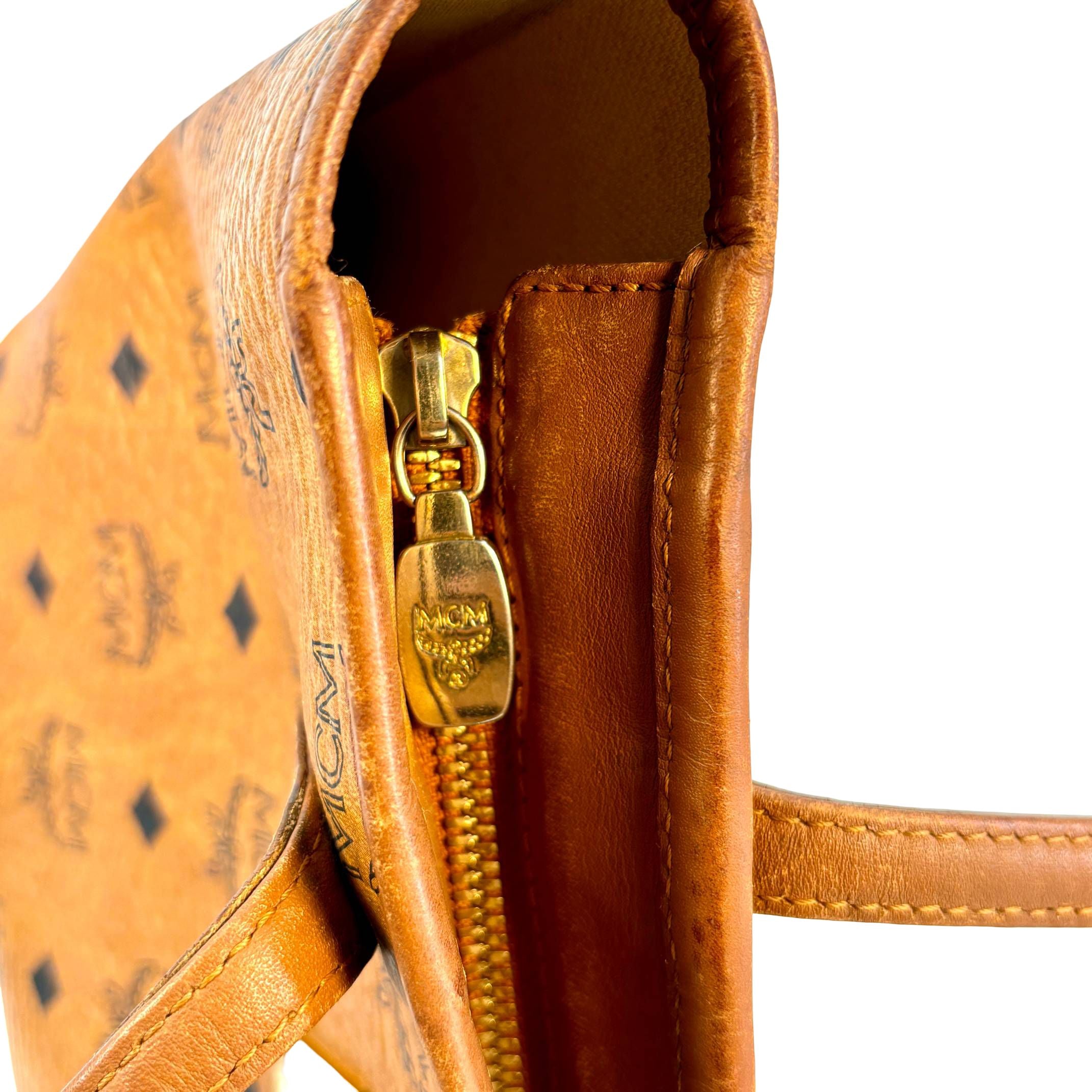 MCM Dog Bone Tote bag Cognac Visetos Monogram