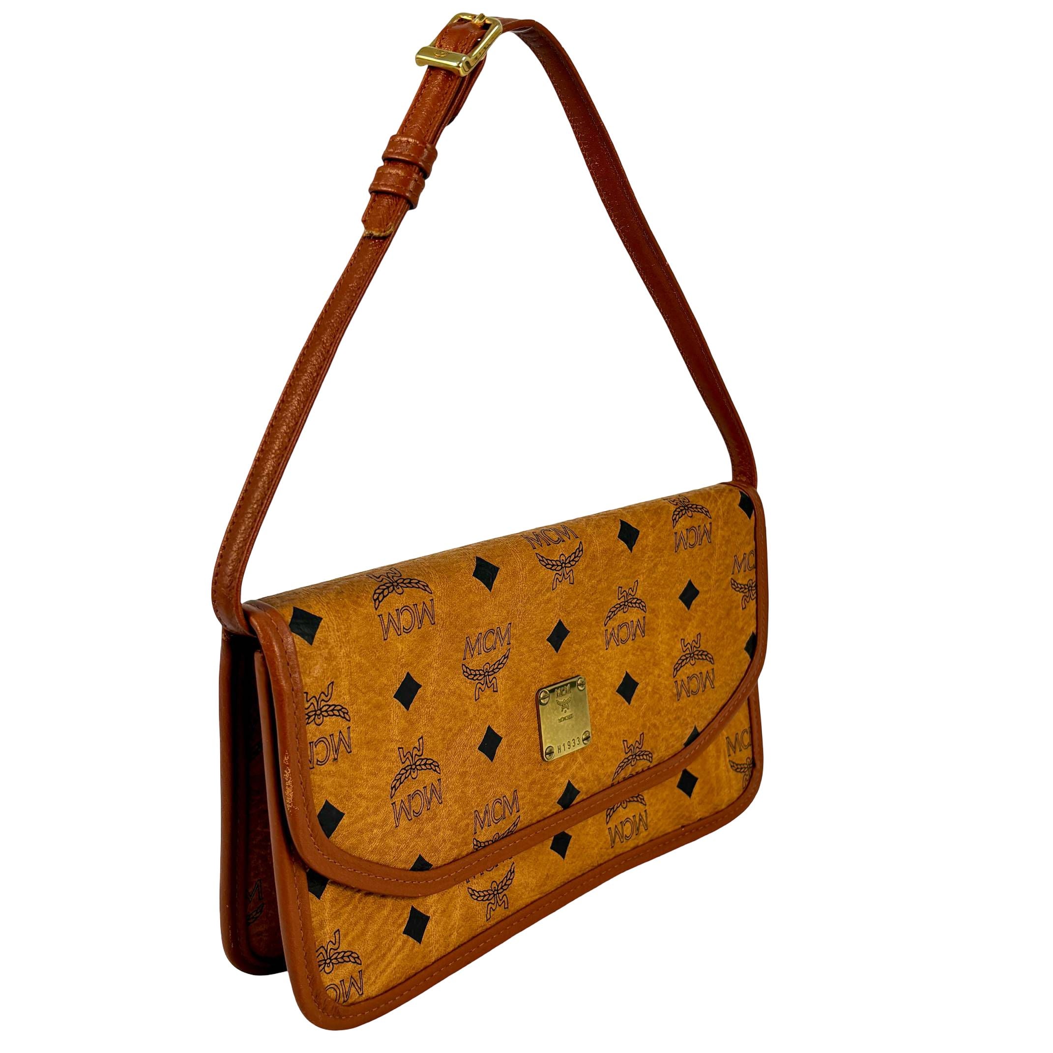 MCM Flap Pochette Cognac Visetos Monogram