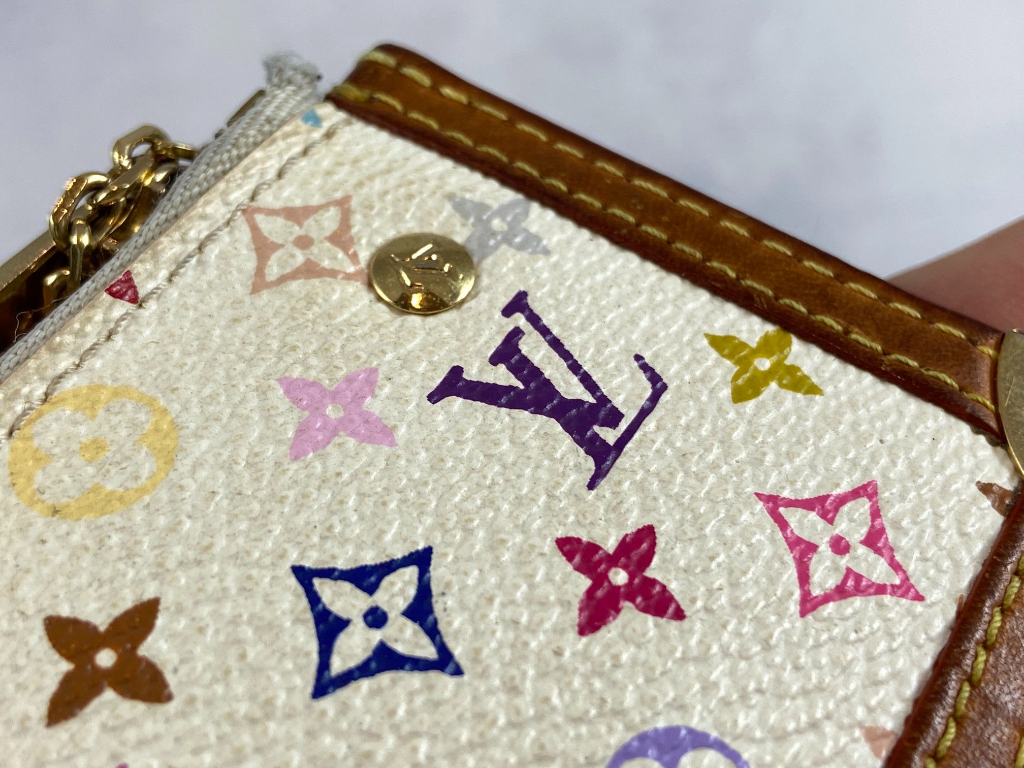 Louis Vuitton Pochette Cles Key Pouch Murakami Multicolor White