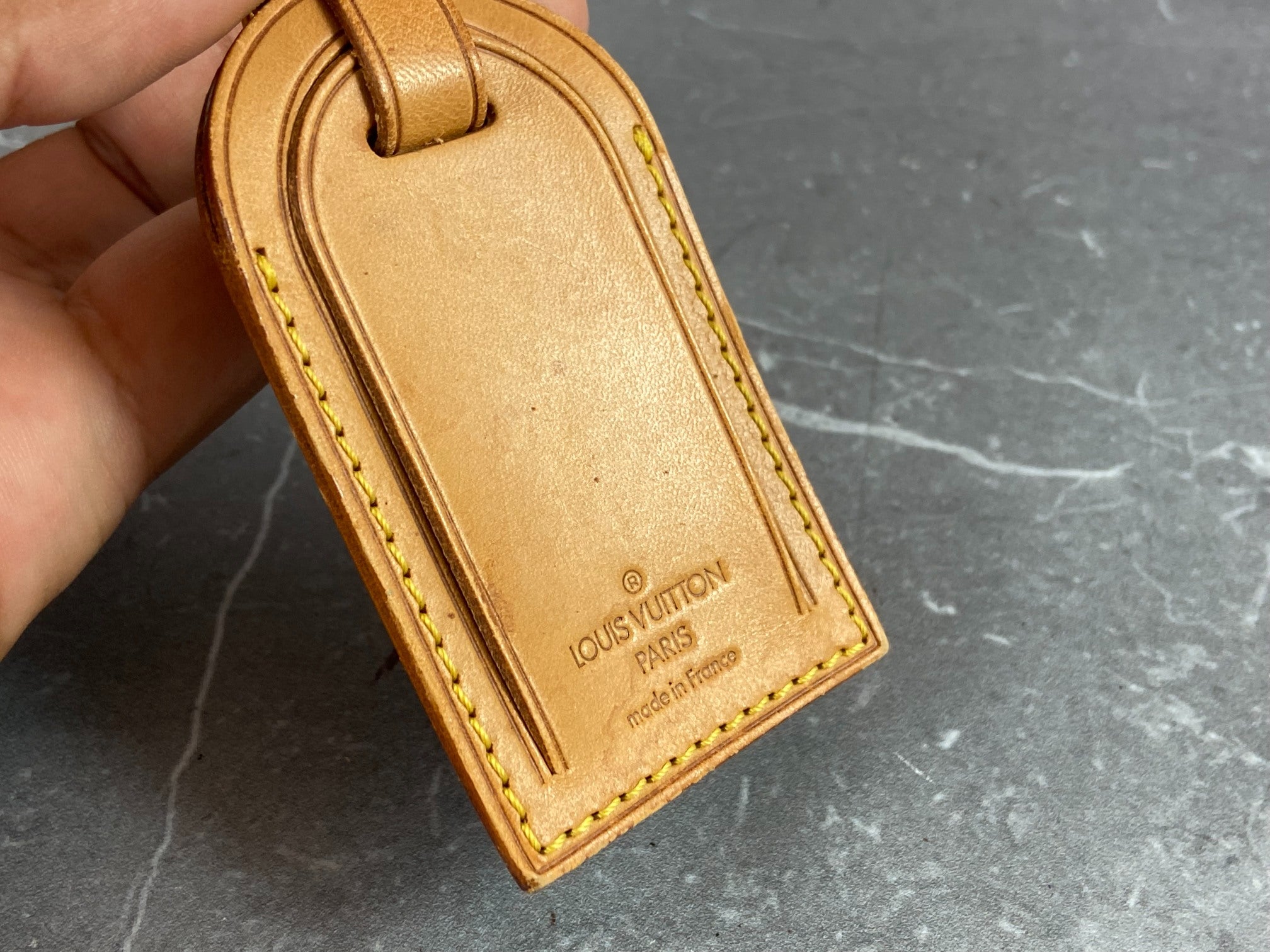 Louis Vuitton Luggage Tag &amp; Handle Belt Beige Vachetta Leather