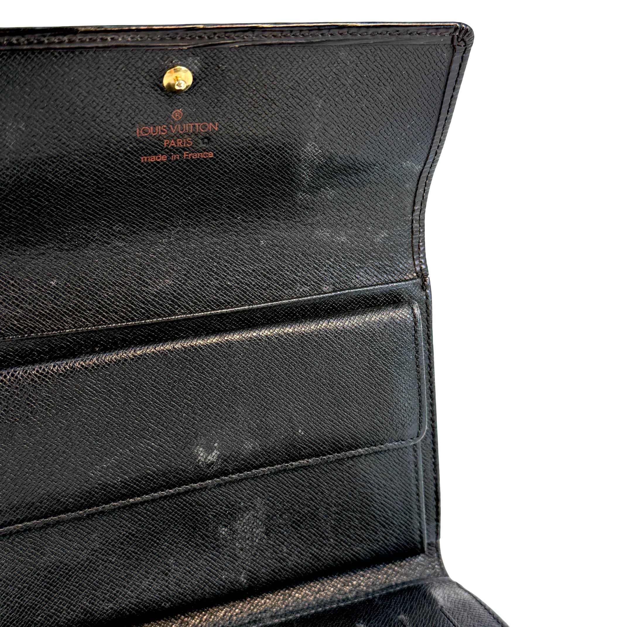 Louis Vuitton Porte Tresor Etui Wallet Schwarz Epi Leder