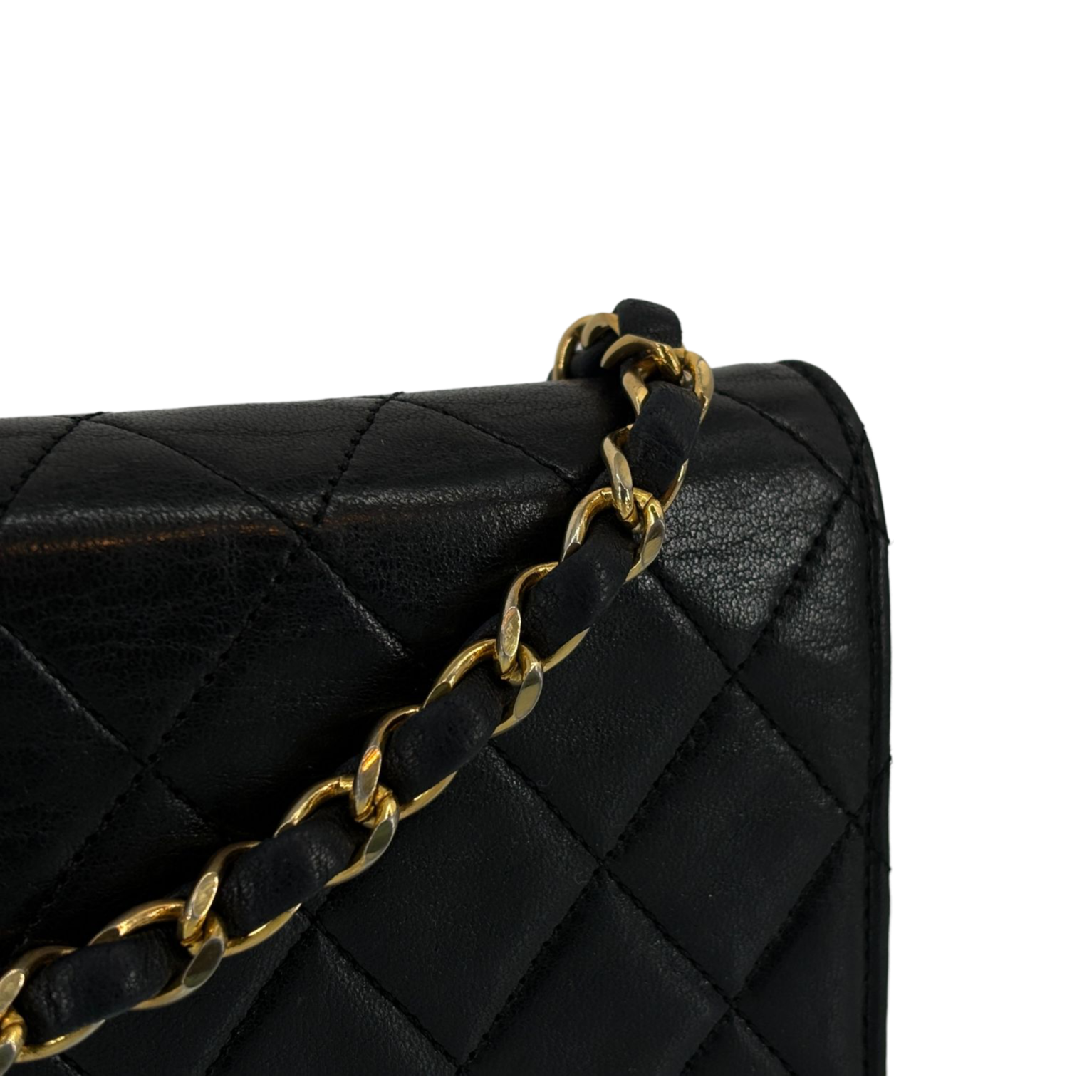 Chanel Full Flap Bag Push-Lock Black Matelassé Leather