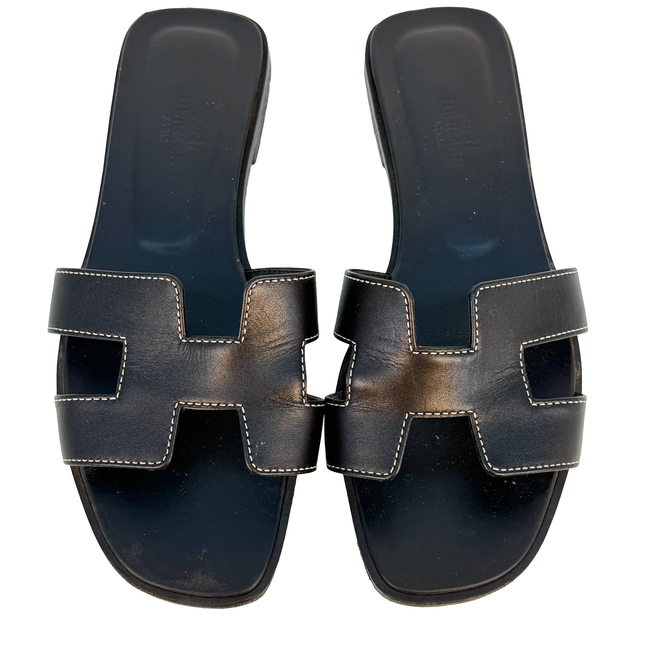 Hermès Oran Sandale Gr. 36 Schwarz Leder