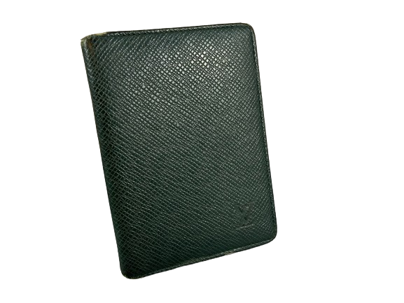 Louis Vuitton Bifold Card Case Black Taiga Leather