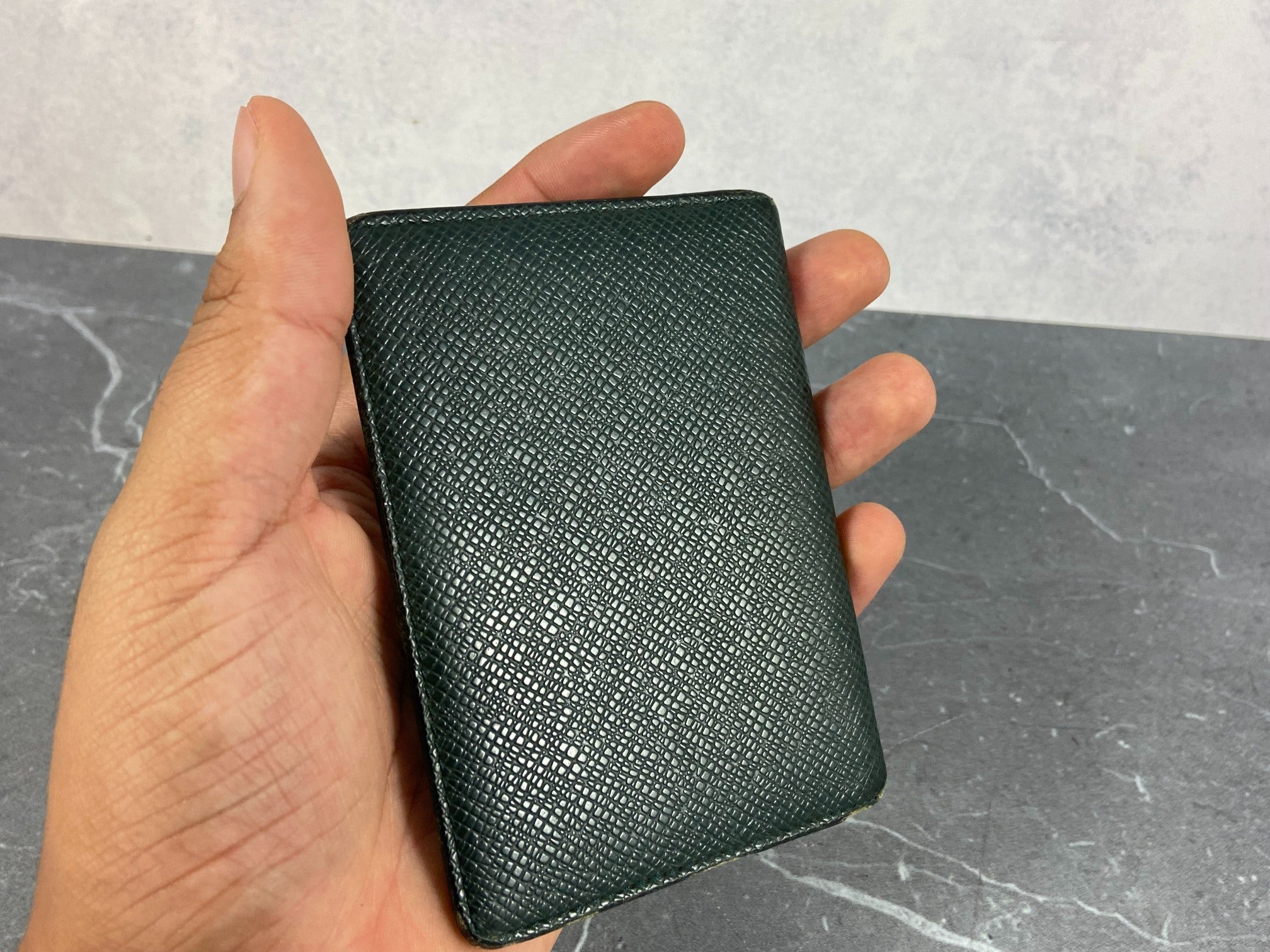 Louis Vuitton Bifold Card Case Black Taiga Leather