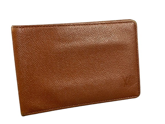 Louis Vuitton Card Case Brown Taiga Leather