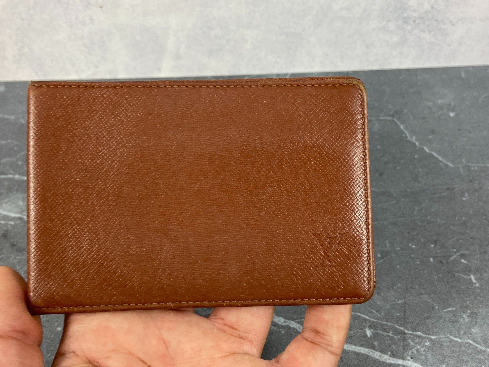 Louis Vuitton Card Case Brown Taiga Leather