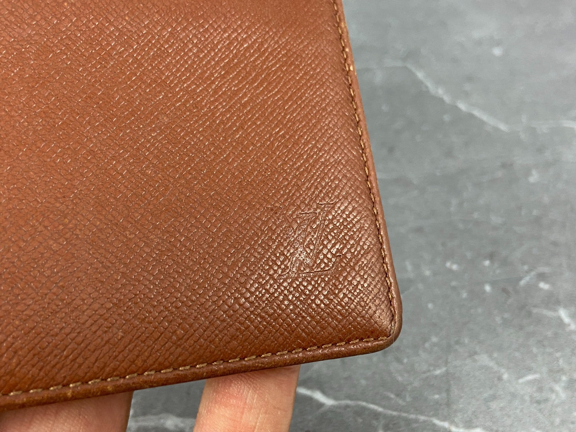 Louis Vuitton Card Case Brown Taiga Leather