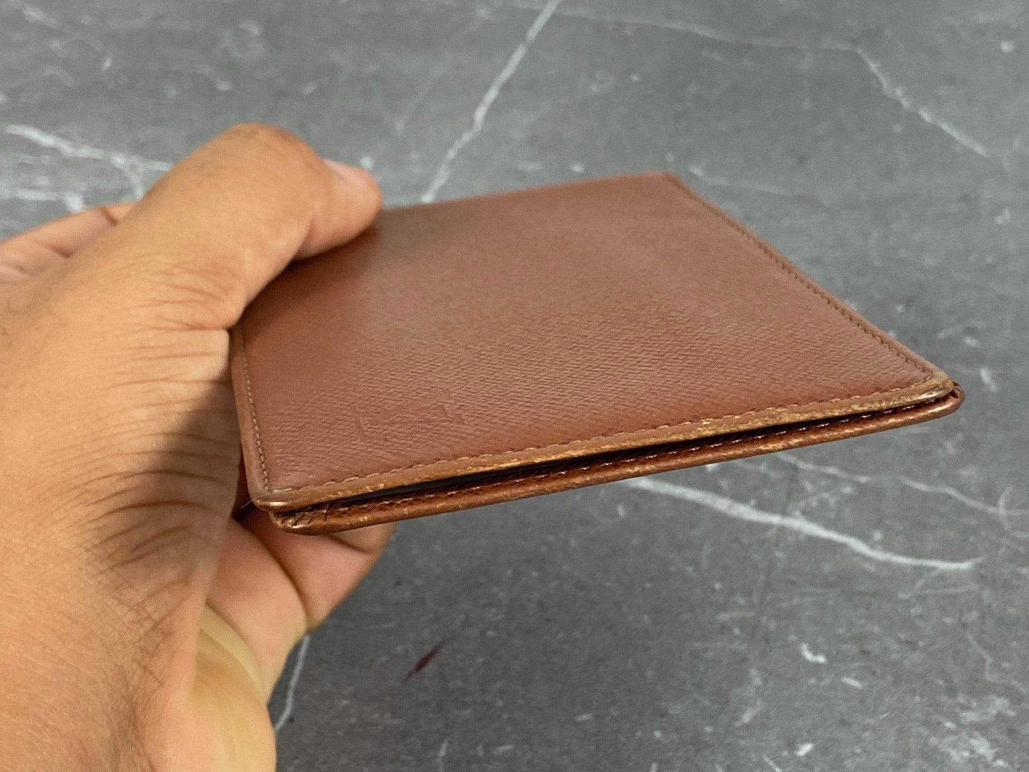 Louis Vuitton Card Case Brown Taiga Leather