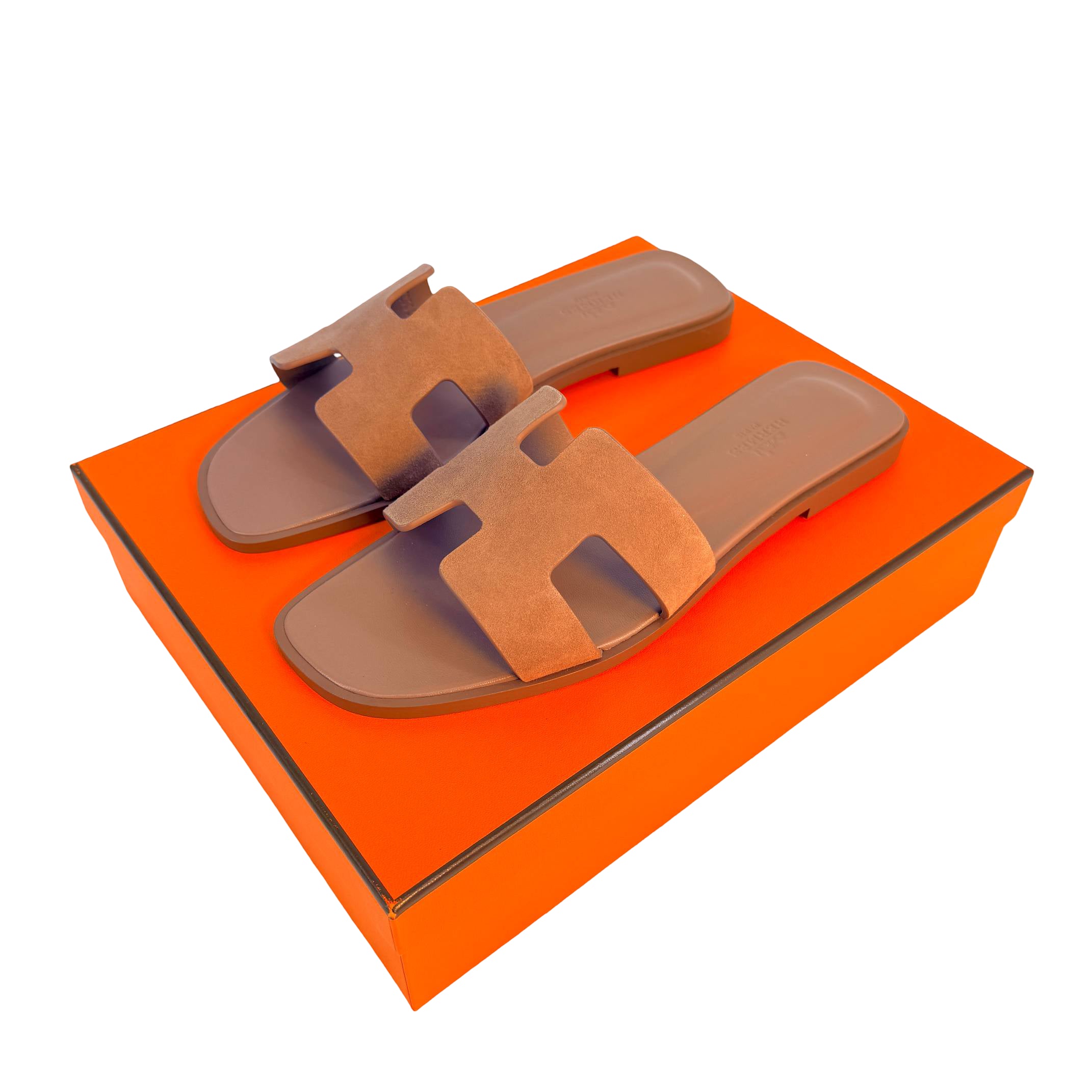 Hermès Oran Sandale Gr. 37 1/2 Altrosa Leder x Veloursleder