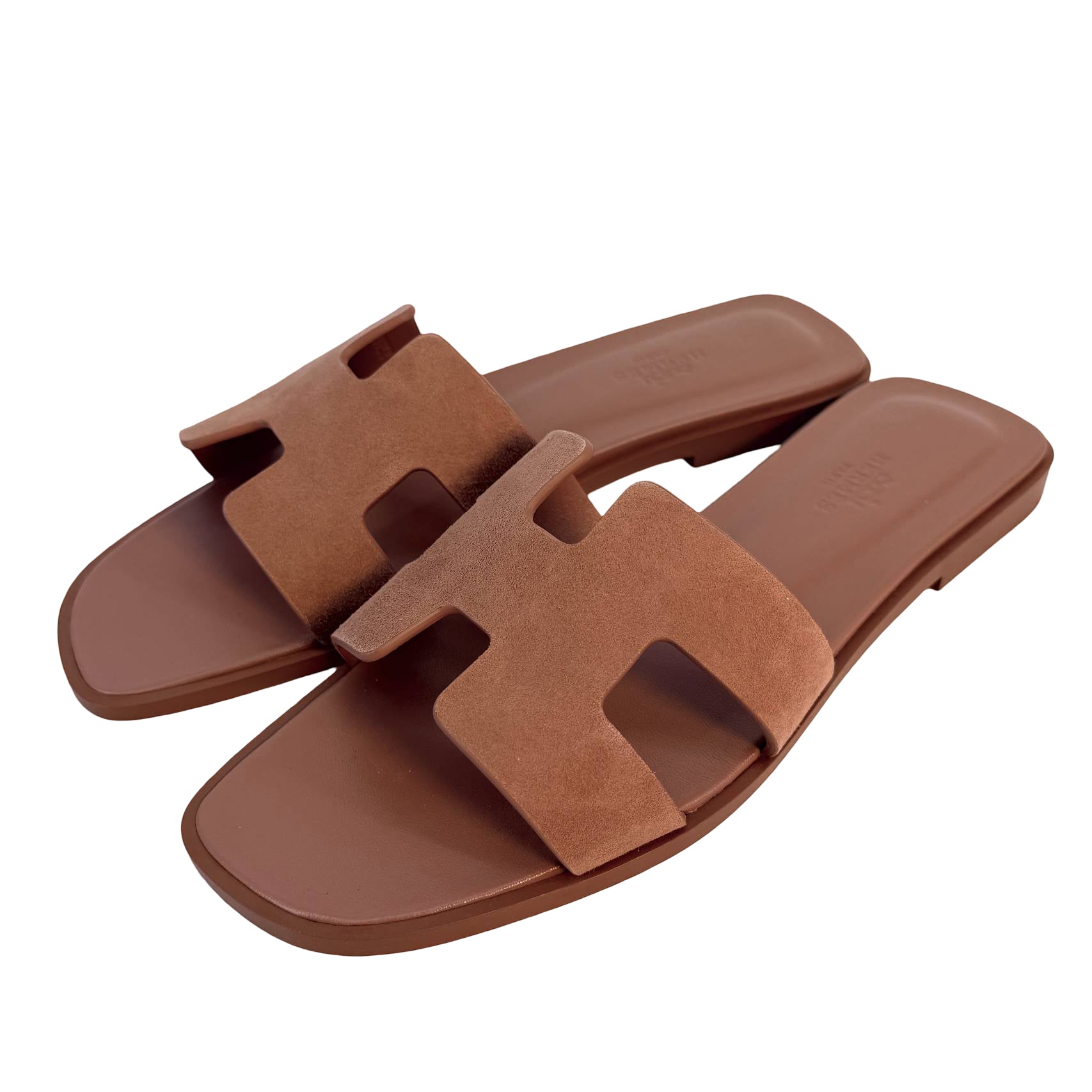 Hermès Oran Sandale Gr. 37 1/2 Altrosa Leder x Veloursleder