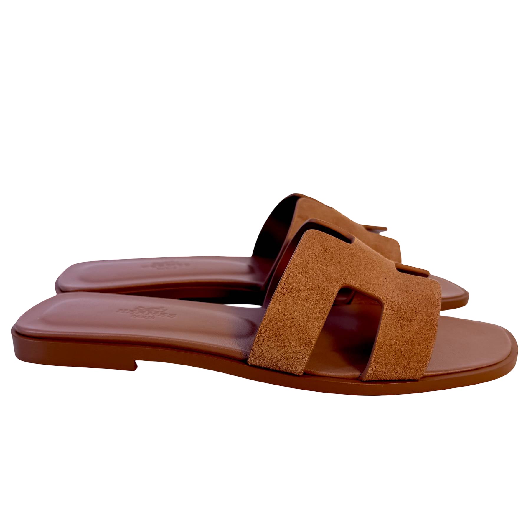 Hermès Oran Sandale Gr. 37 1/2 Altrosa Leder x Veloursleder