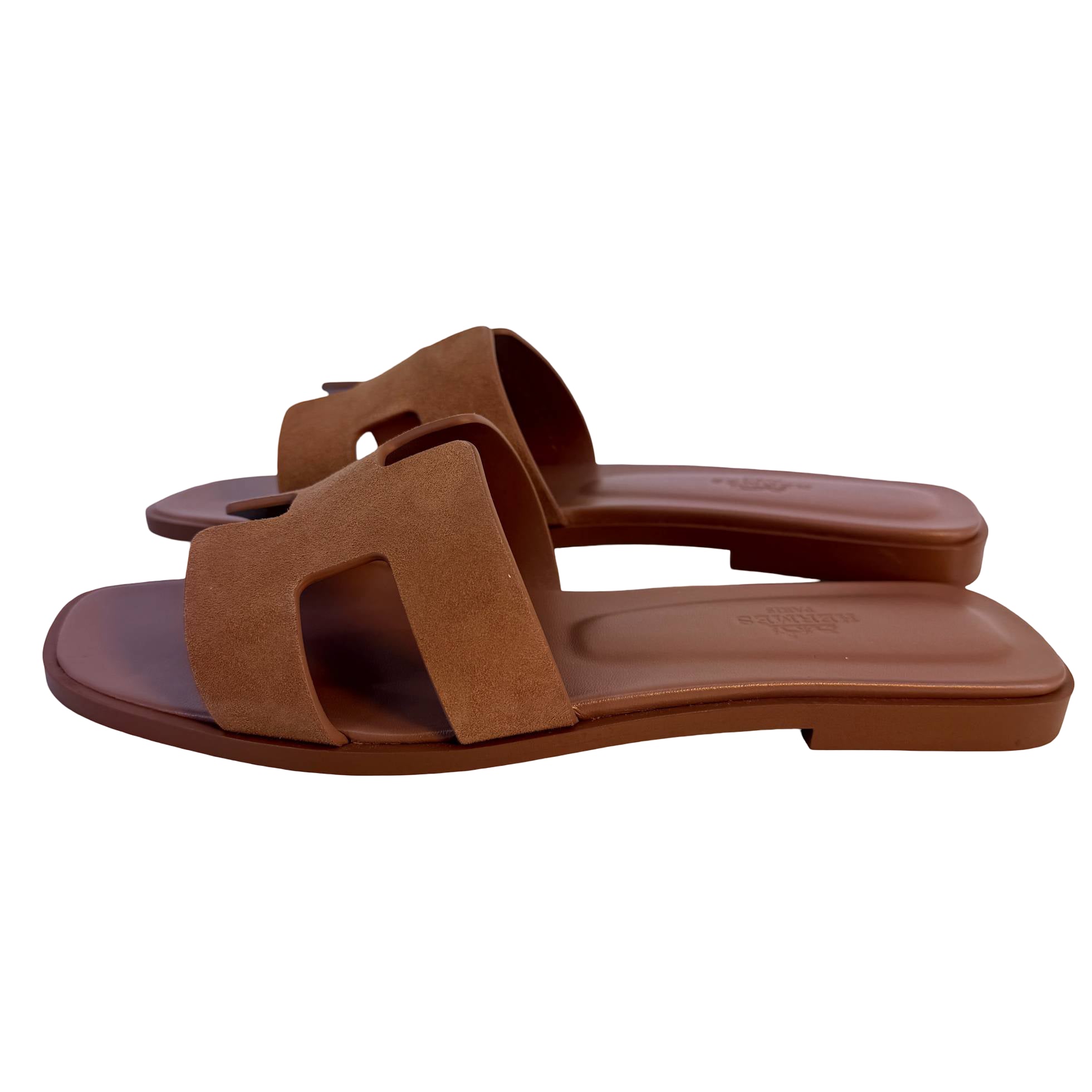 Hermès Oran Sandale Gr. 37 1/2 Altrosa Leder x Veloursleder