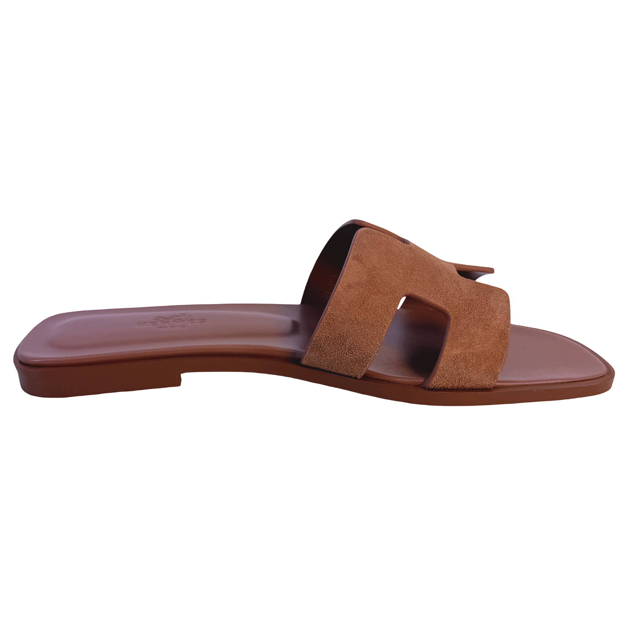 Hermès Oran Sandale Gr. 37 1/2 Altrosa Leder x Veloursleder