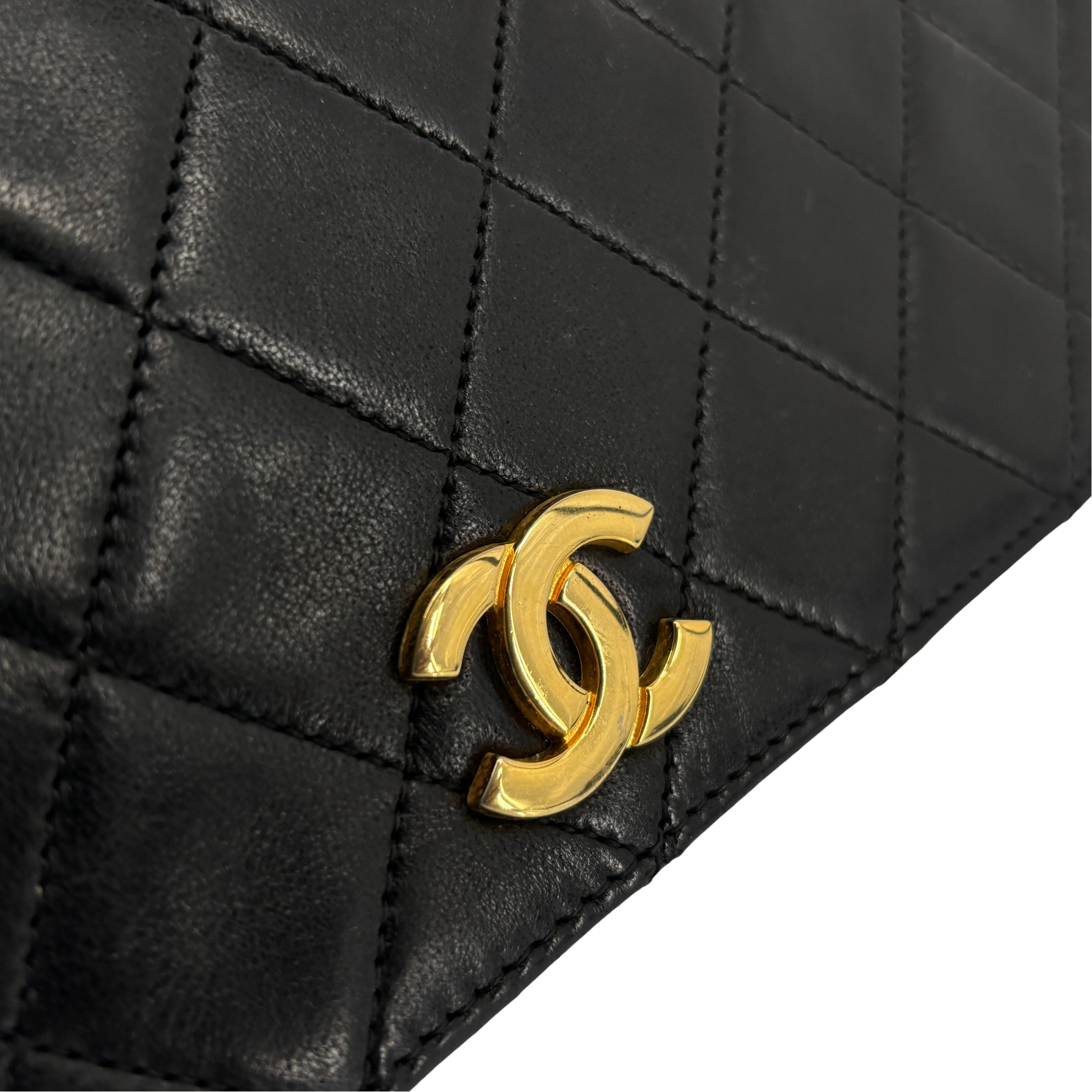 Chanel Full Flap Bag Push-Lock Black Matelassé Leather incl. Box